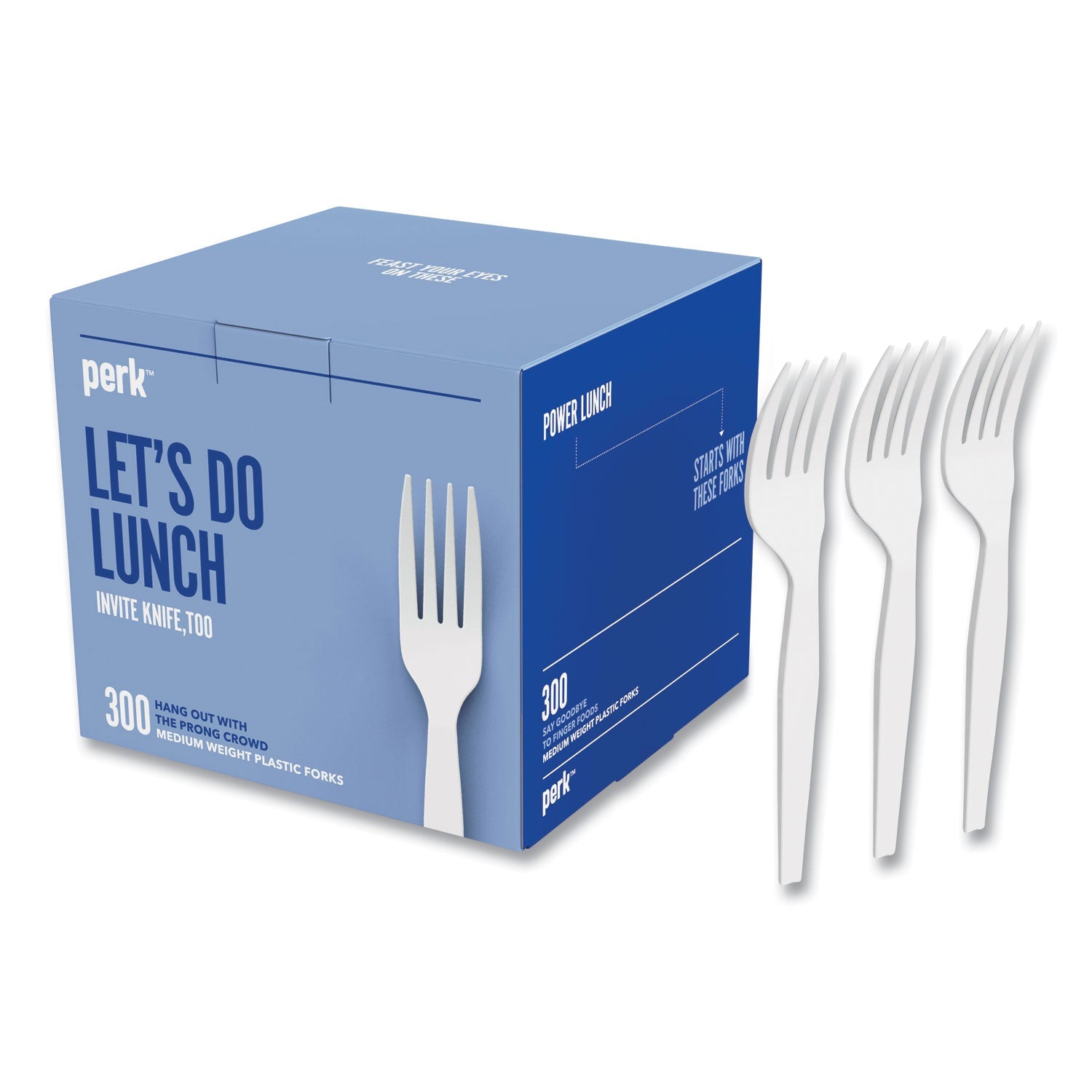 Perk™ Eco-ID Mediumweight Compostable Cutlery, Fork, Plastic, White, 300/Pack