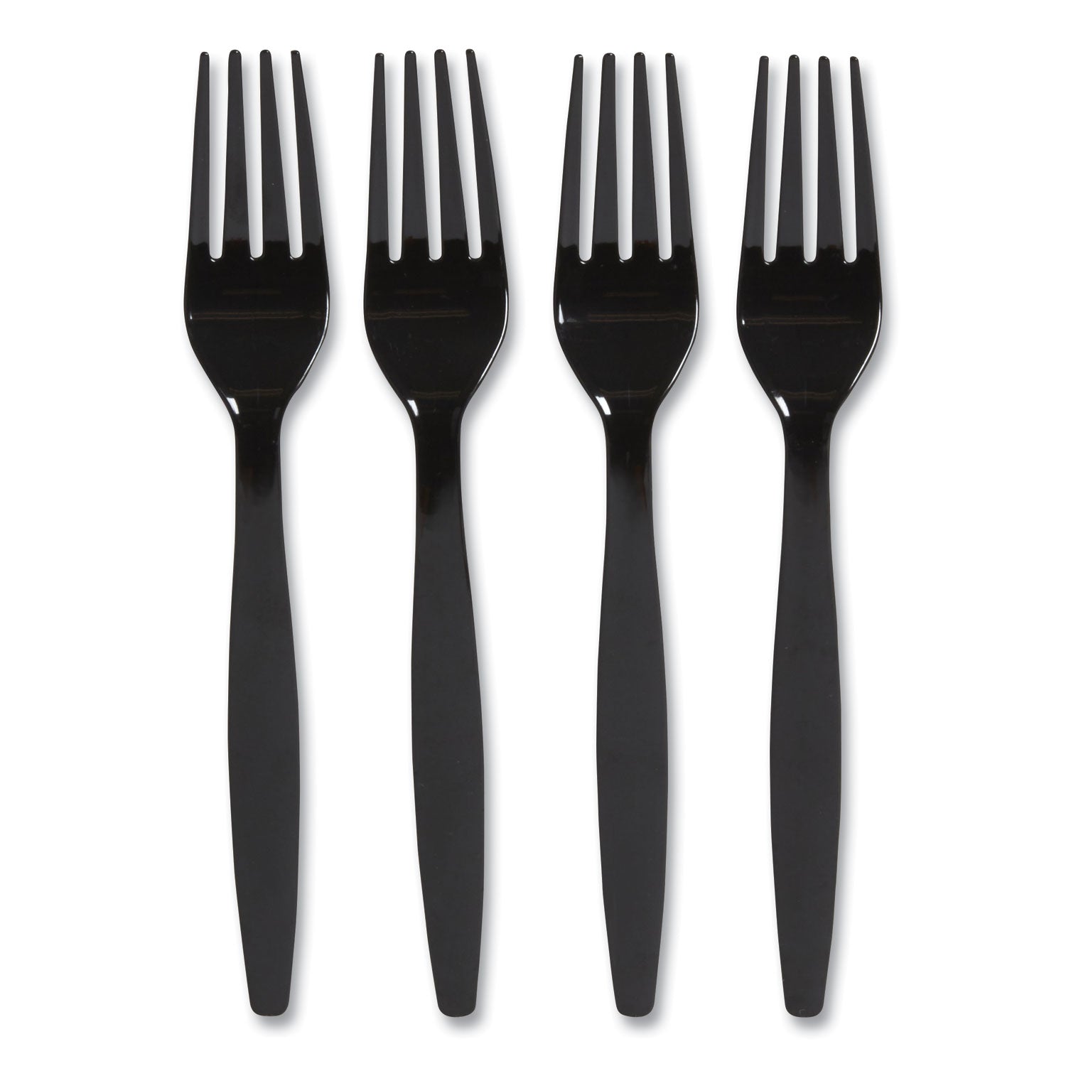 Perk™ Heavyweight Plastic Cutlery, Fork, Black, 100/pack