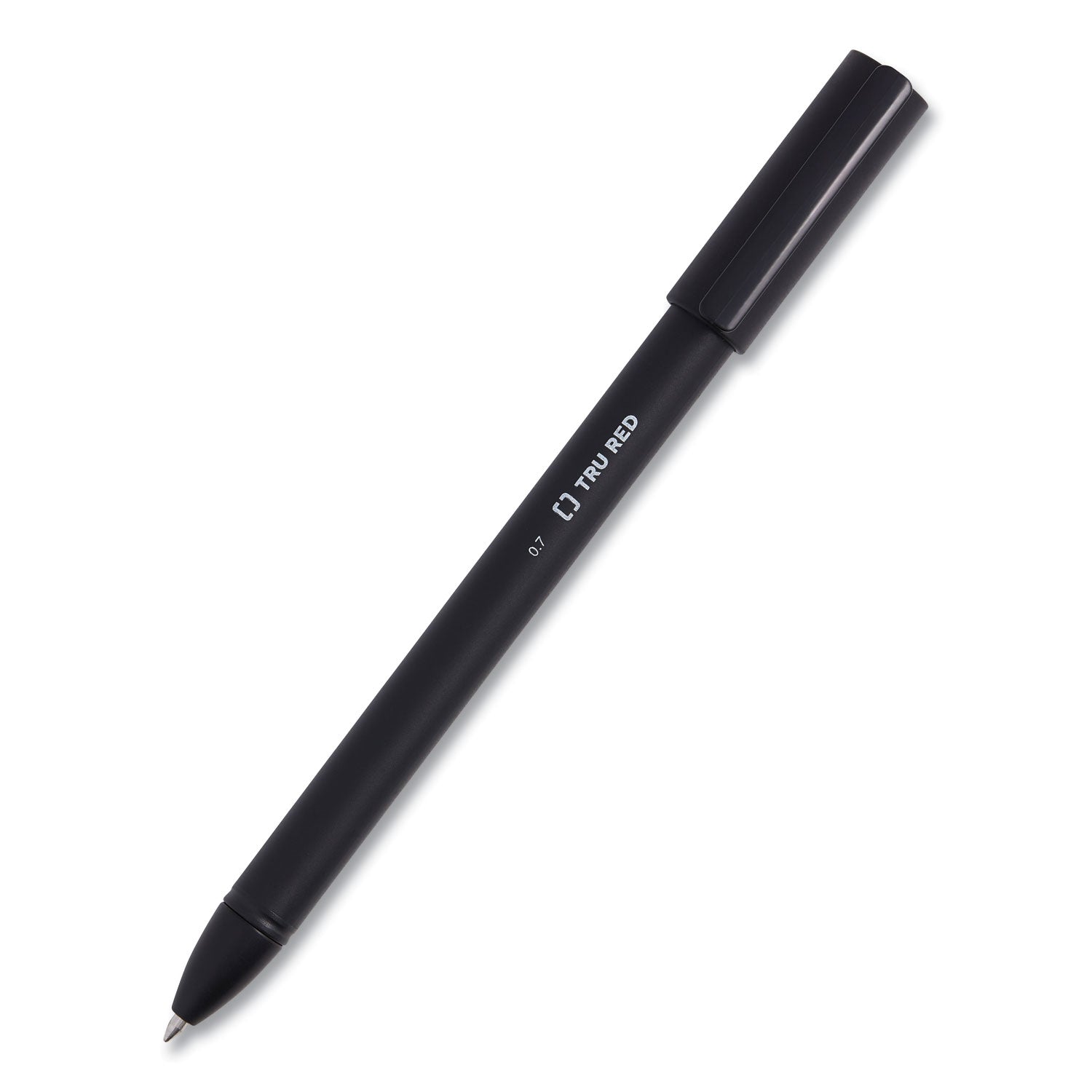 TRU RED™ Quick Dry Gel Pen, Stick, Medium 0.7 Mm, Black Ink, Black Barrel, Dozen