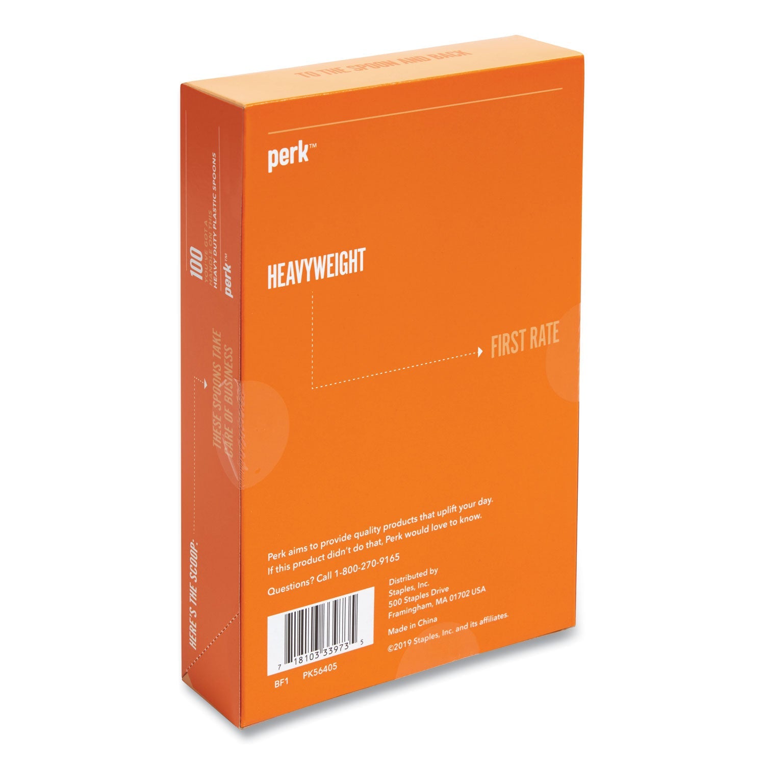 Perk™ Heavyweight Plastic Cutlery, Spoon, Plastic, White, 100/Pack