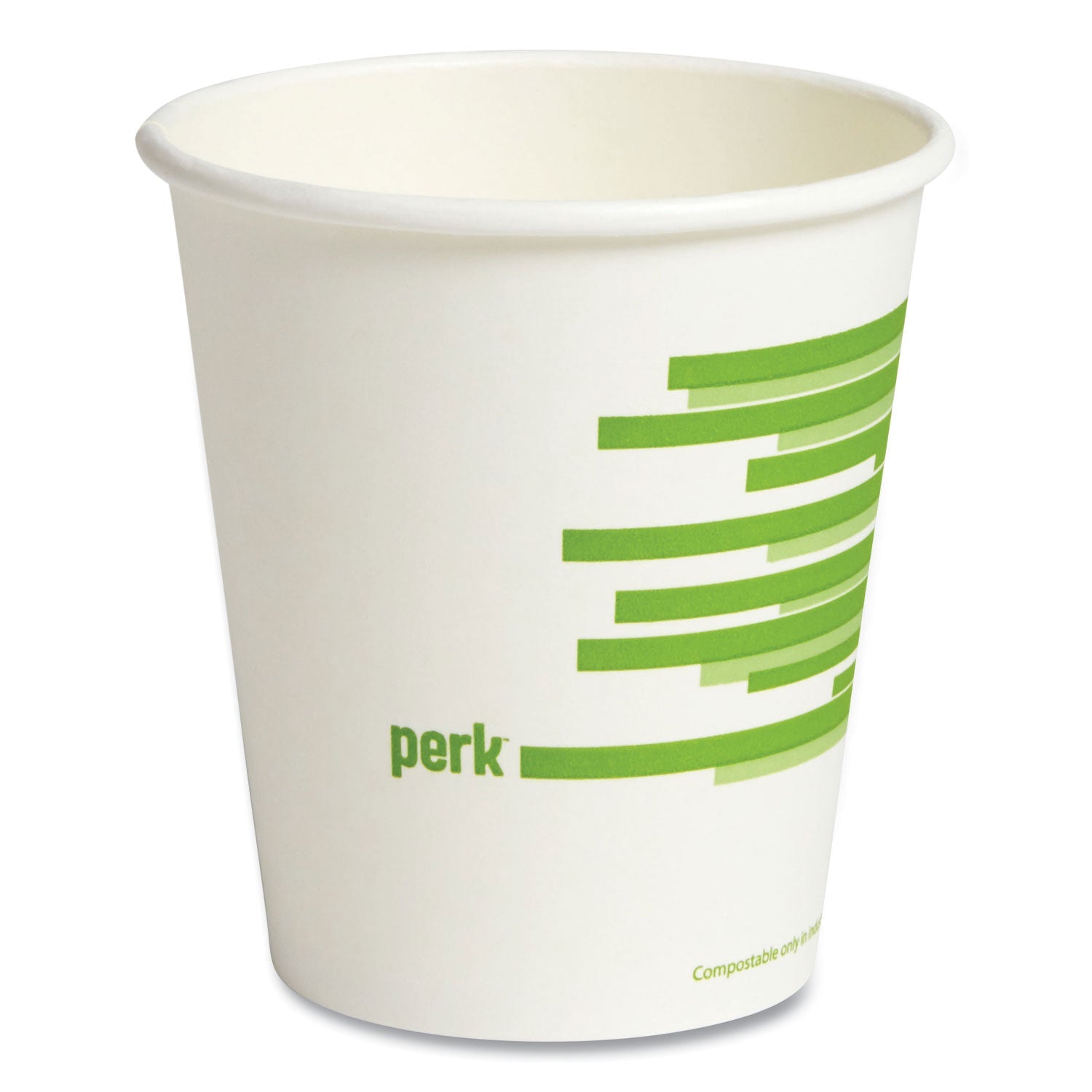 Perk™ Eco-Id Compostable Paper Hot Cups, 10 Oz, White/green, 50/pack