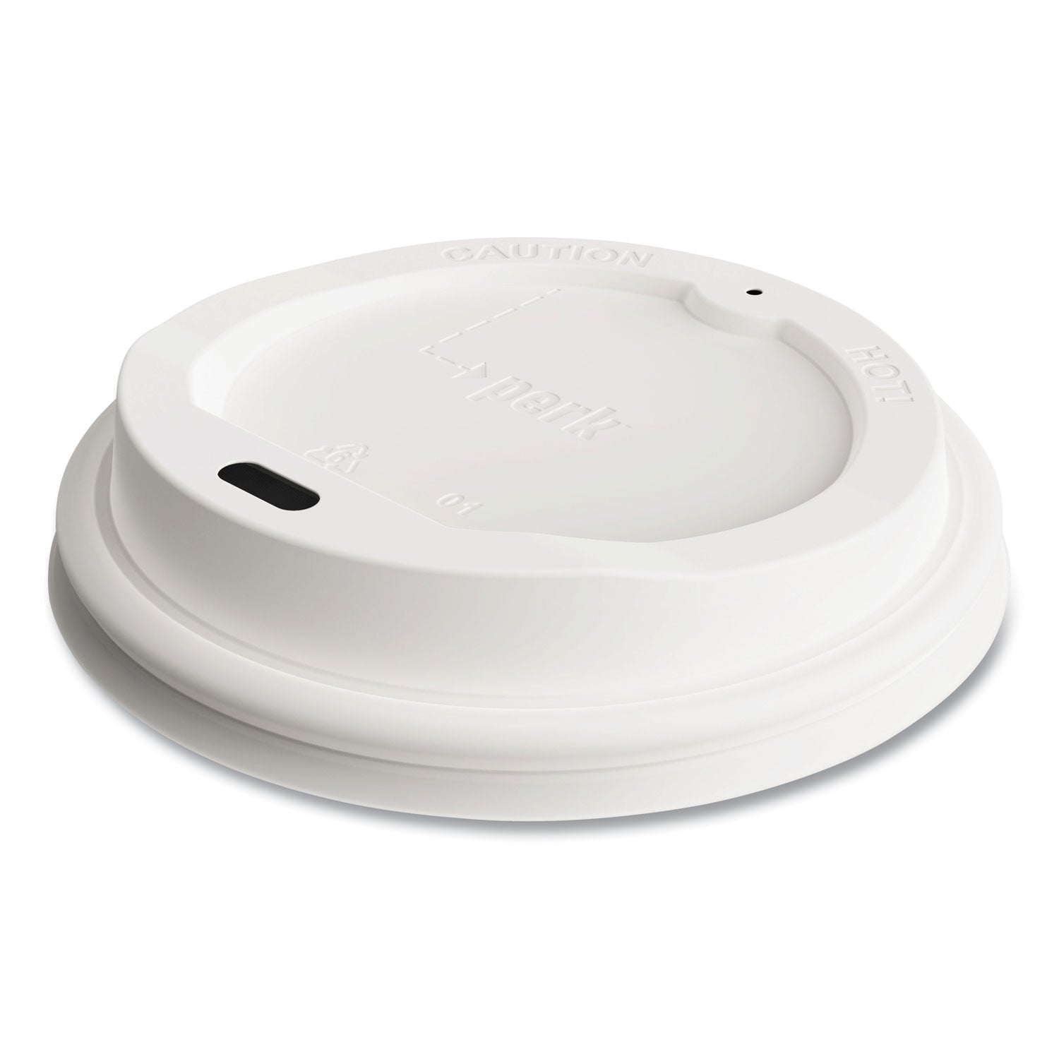 Perk™ Plastic Hot Cup Lids, Fits 10 oz/12 oz/16 oz Hot Cups, White, 50/Pack - Bloom Skins