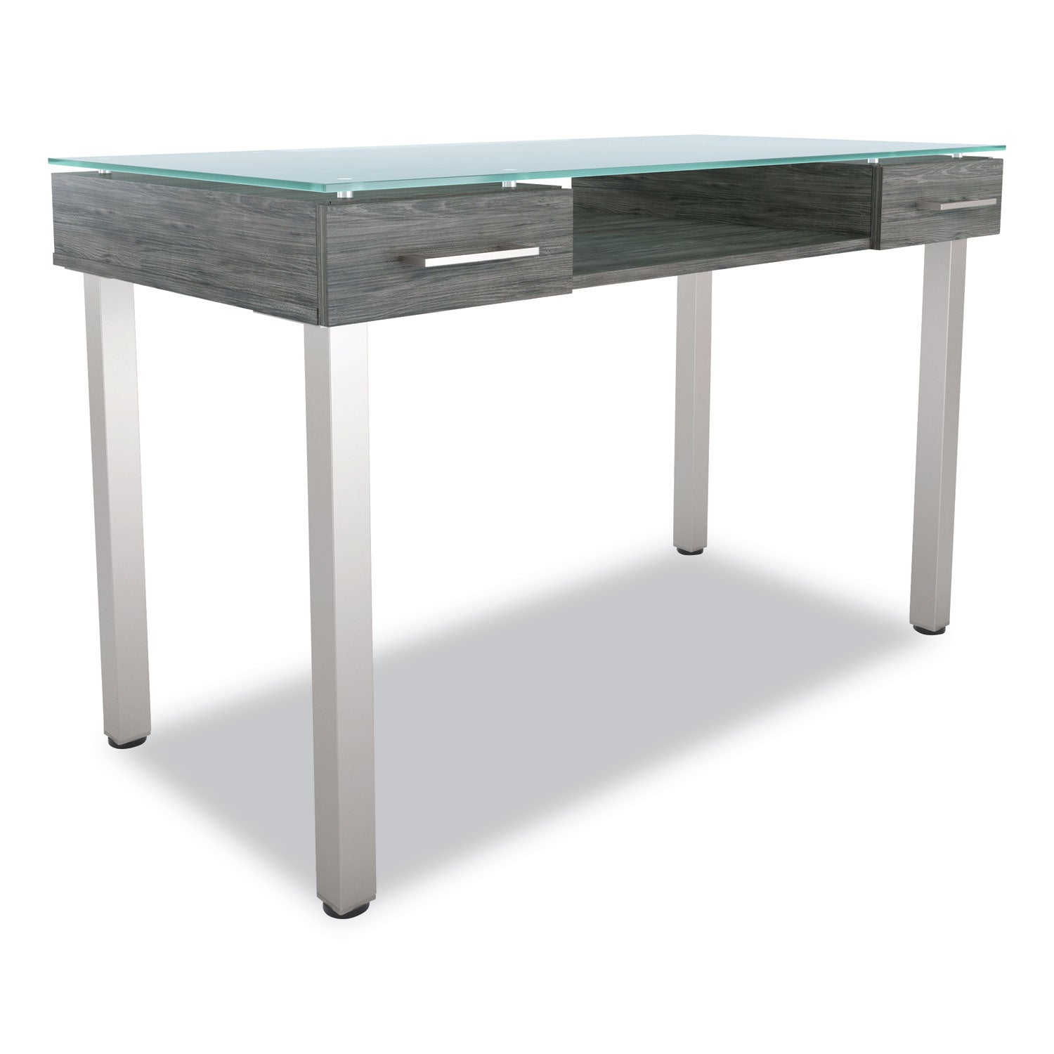 Union & Scale™ Prestige Glass Writing Desk, 47.1" X 23.5" X 29.5", Gray