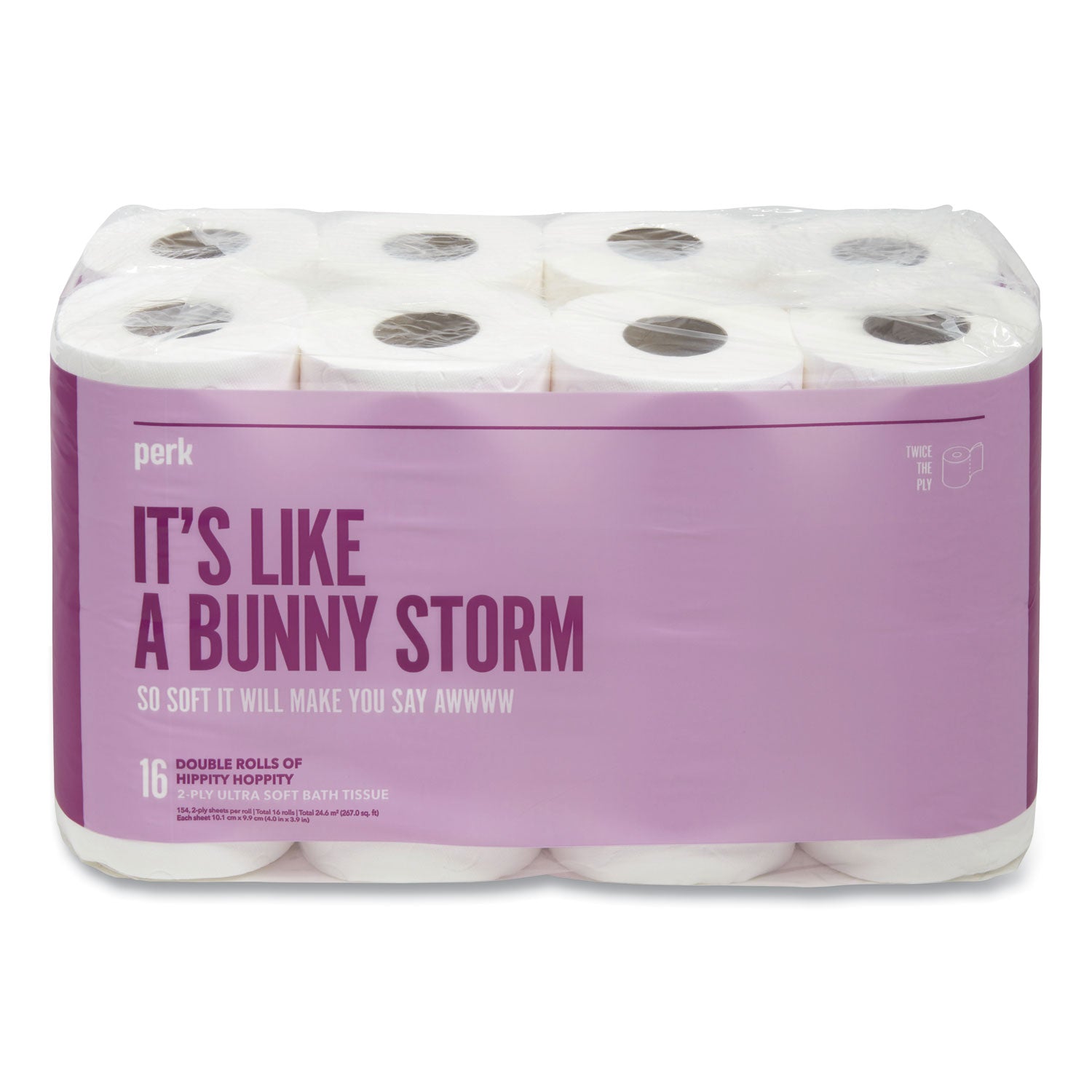 Perk™ Ultra Soft 2-Ply Standard Toilet Paper, Septic Safe, White, 154 Sheets/Roll, 16 Rolls/Pack
