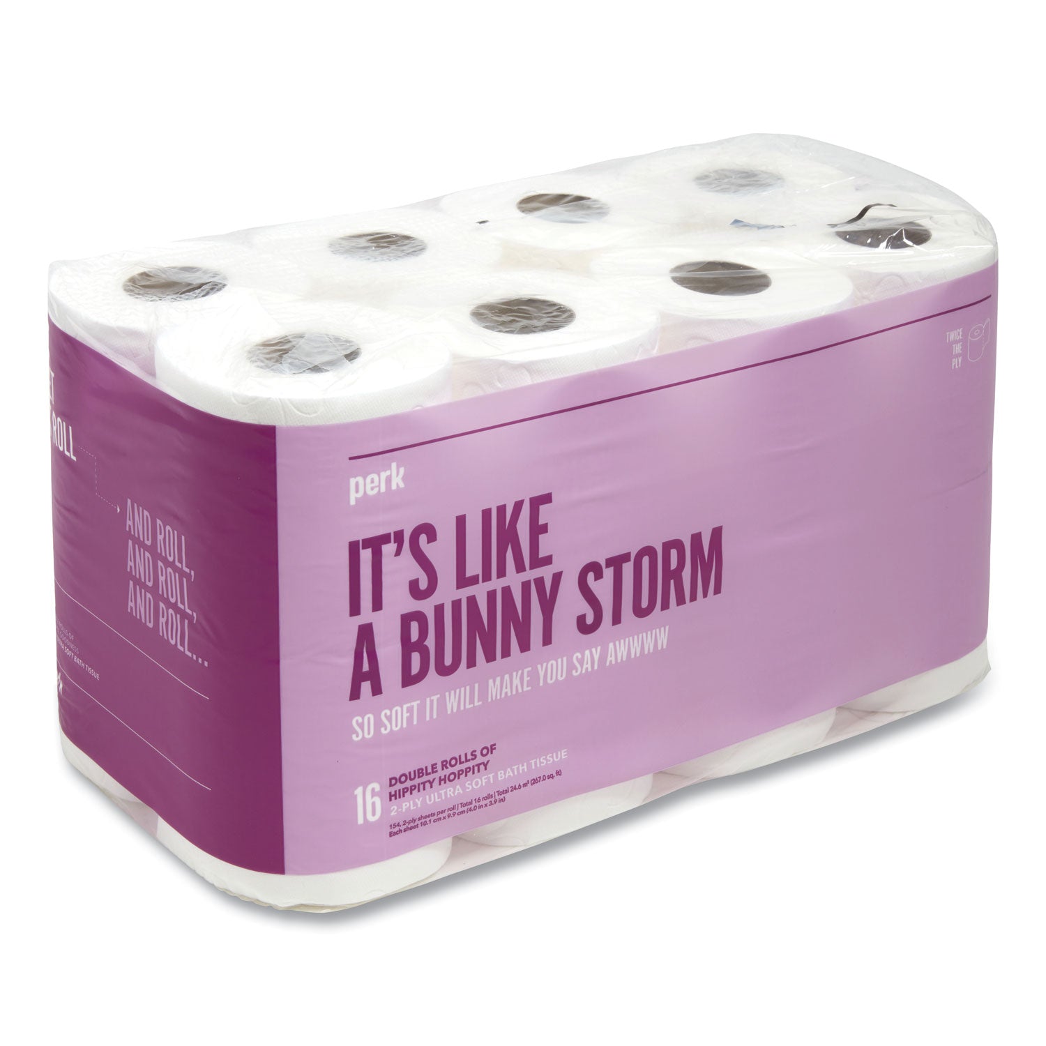 Perk™ Ultra Soft 2-Ply Standard Toilet Paper, Septic Safe, White, 154 Sheets/Roll, 16 Rolls/Pack