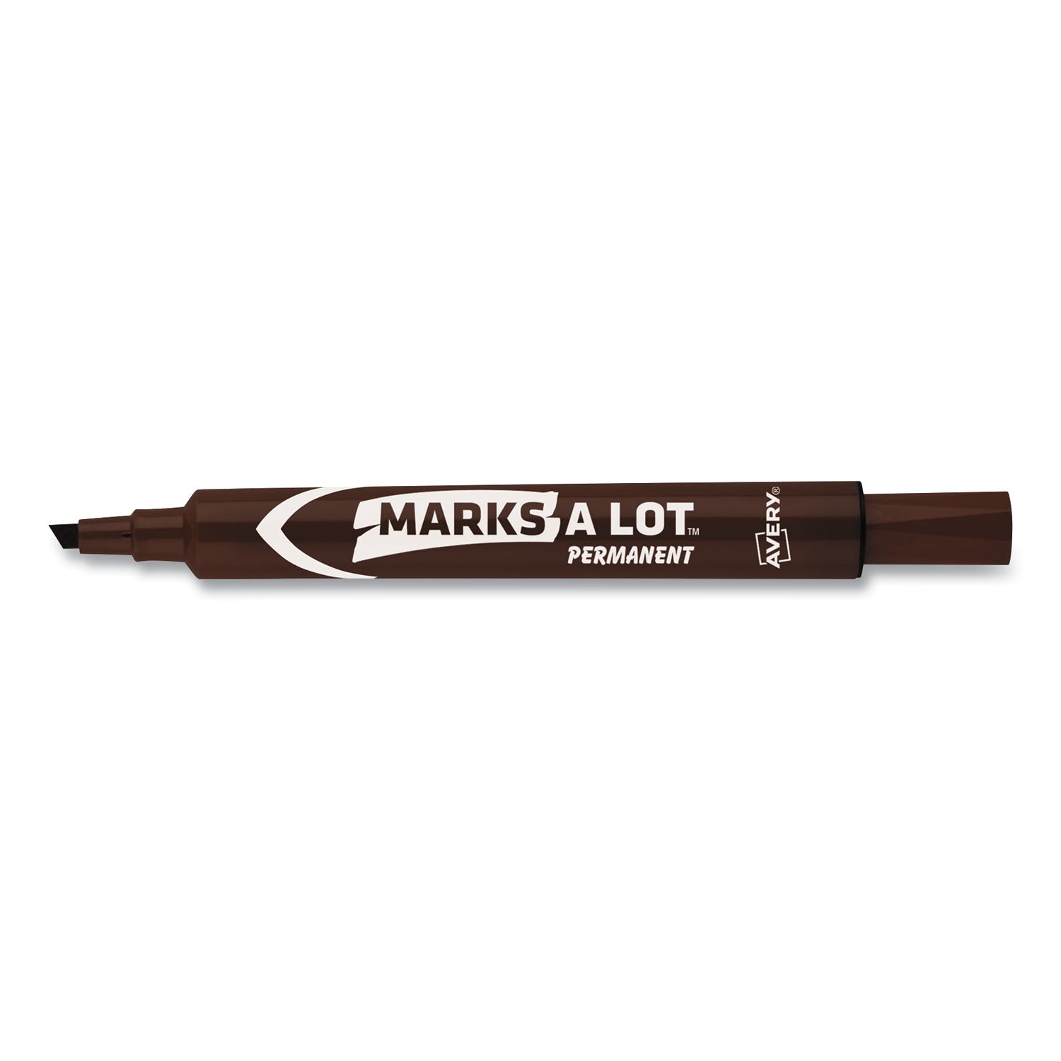 Avery® Marks A Lot Large Desk-Style Permanent Marker, Broad Chisel Tip, Brown, Dozen (8881)