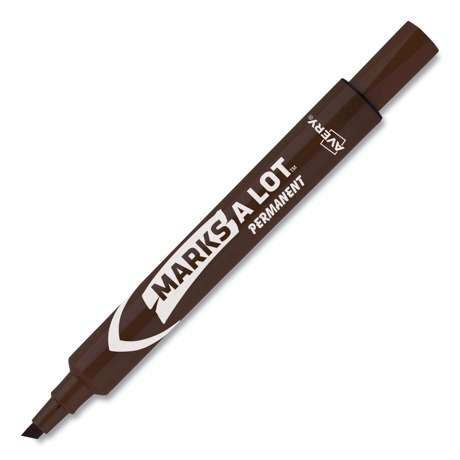 Avery® Marks A Lot Large Desk-Style Permanent Marker, Broad Chisel Tip, Brown, Dozen (8881)
