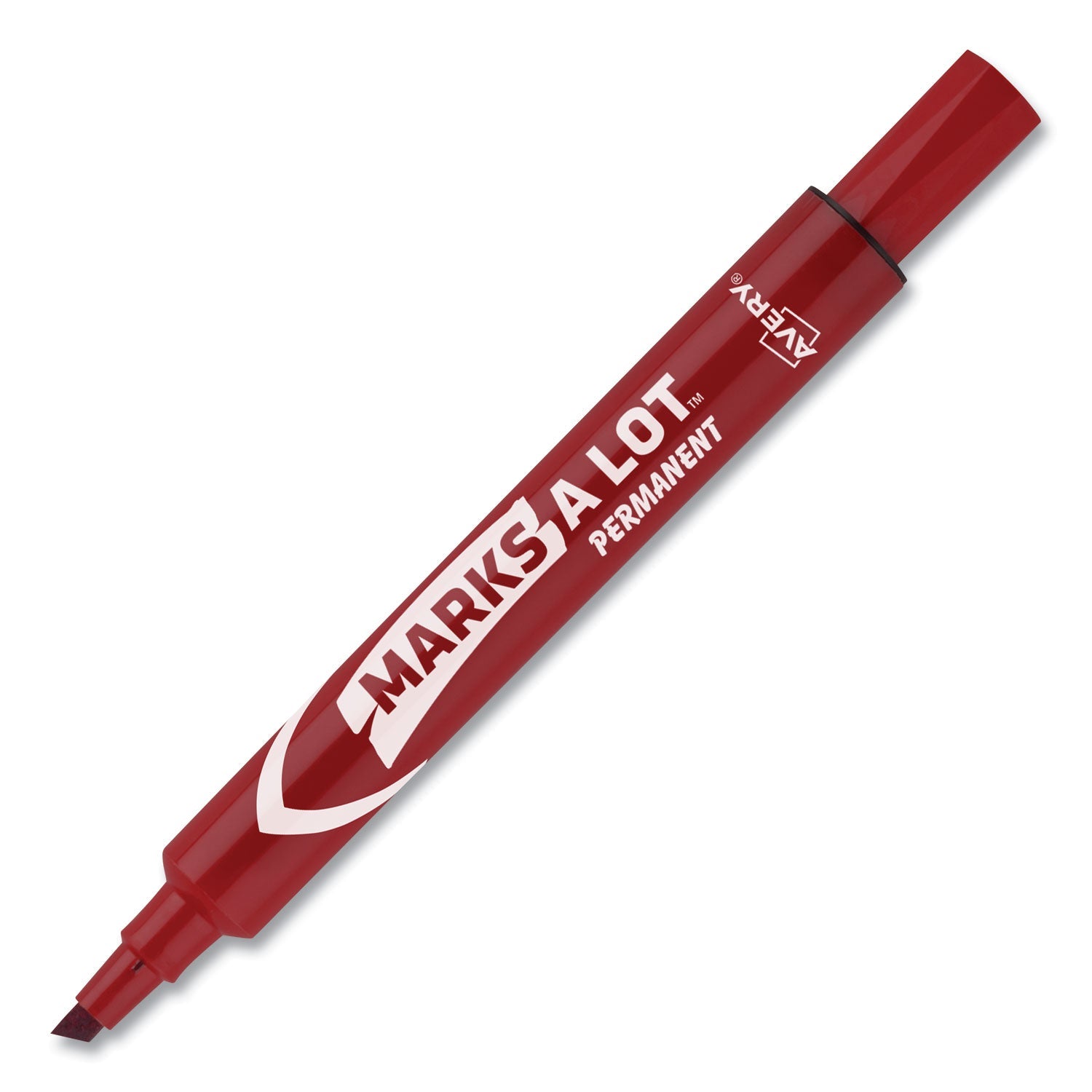 Avery® Marks A Lot Large Desk-Style Permanent Marker, Broad Chisel Tip, Red, Dozen (8887)