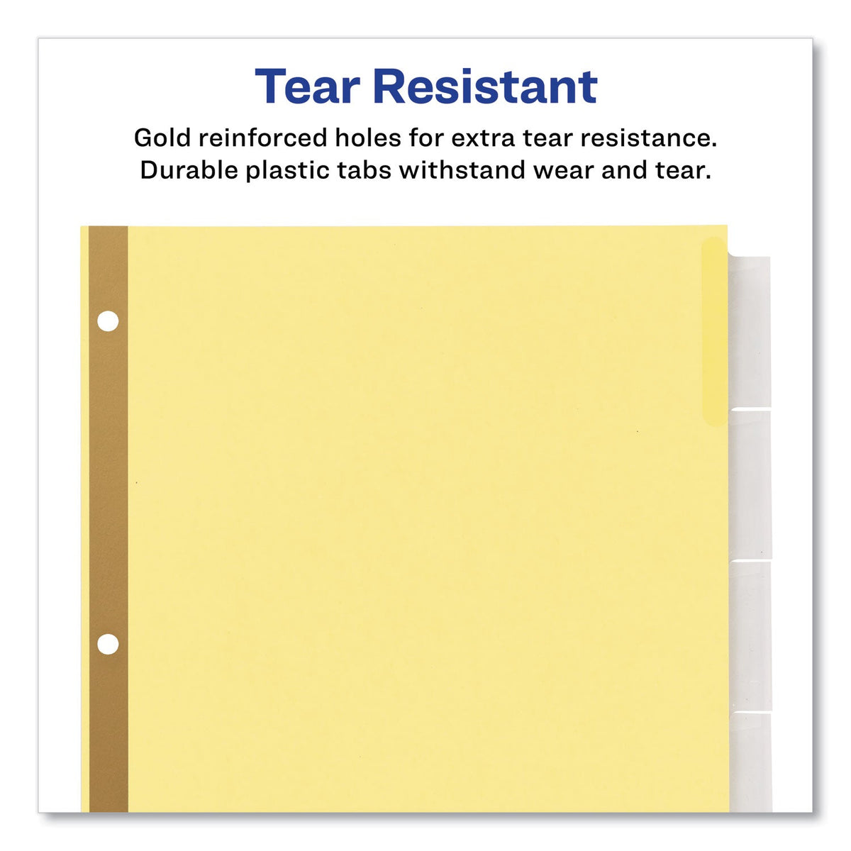 Avery® Insertable Big Tab Dividers, 5-Tab, Double-Sided Gold Edge Reinforcing, 11 x 8.5, Buff, Clear Tabs, 24 Sets