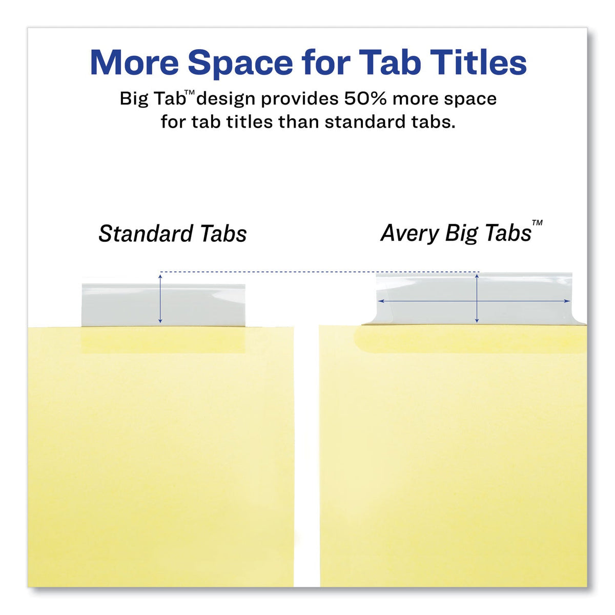 Avery® Insertable Big Tab Dividers, 5-Tab, Double-Sided Gold Edge Reinforcing, 11 x 8.5, Buff, Clear Tabs, 24 Sets