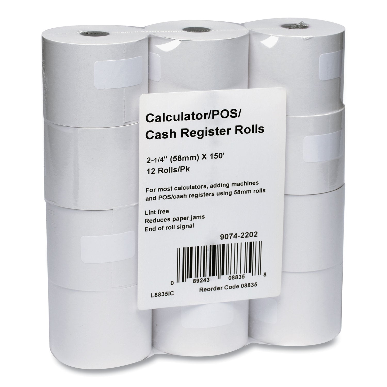 Iconex™ Impact Bond Paper Rolls, 2.25" X 150 Ft, White, 12/pack