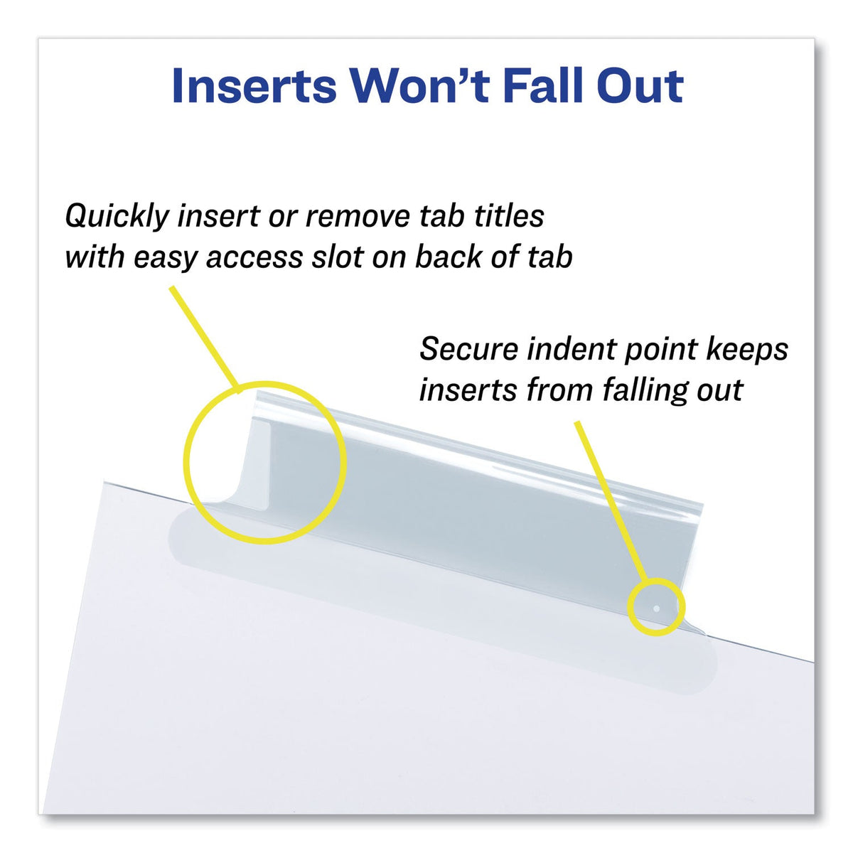 Avery® Insertable Big Tab Dividers, 5-Tab, Double-Sided Gold Edge Reinforcing, 11 x 8.5, White, Clear Tabs, 1 Set