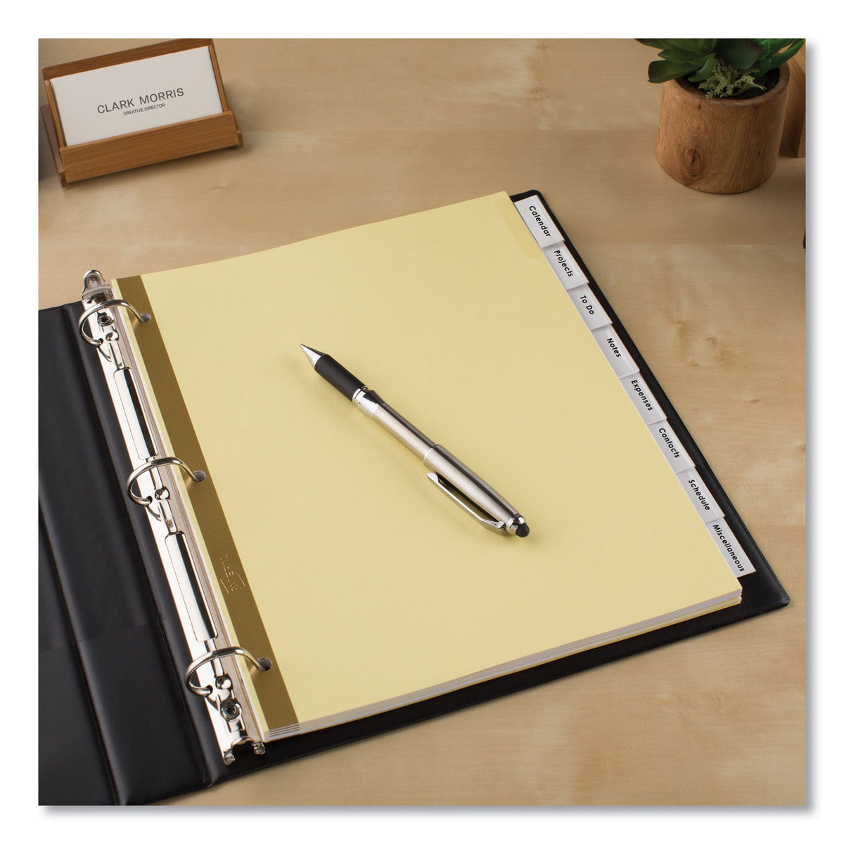Avery® Insertable Big Tab Dividers, 8-Tab, Double-Sided Gold Edge Reinforcing, 11 x 8.5, Buff, Clear Tabs, 1 Set