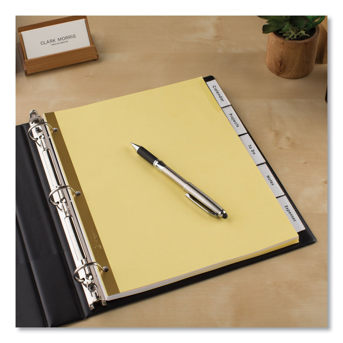 Avery® Insertable Big Tab Dividers, 5-Tab, Double-Sided Gold Edge Reinforcing, 11 x 8.5, Buff, Clear Tabs, 24 Sets