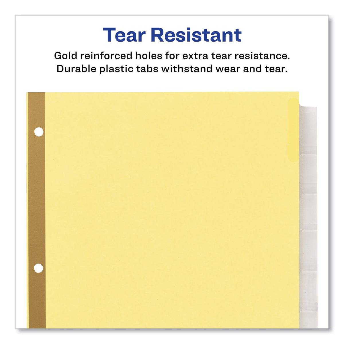Avery® Insertable Big Tab Dividers, 8-Tab, Double-Sided Gold Edge Reinforcing, 11 x 8.5, Buff, Clear Tabs, 1 Set