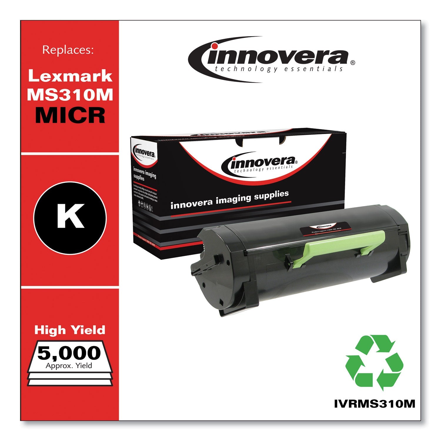 Innovera® Remanufactured Black High-Yield MICR Toner, Replacement for MS310M (50F0HA0), 5,000 Page-Yield - Bloom Skins