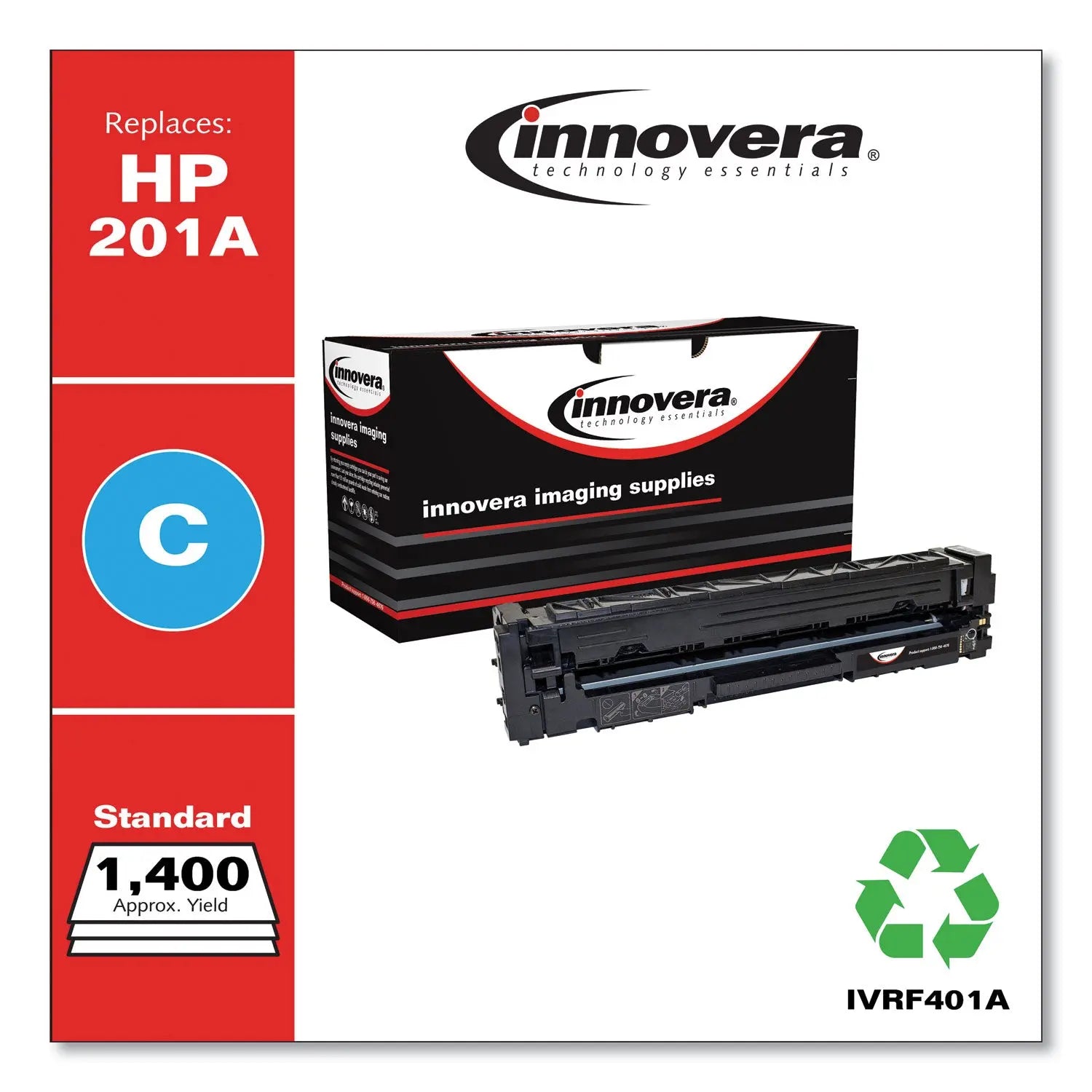 Innovera® Remanufactured Cyan Toner, Replacement for 201A (CF401A), 1,400 Page-Yield