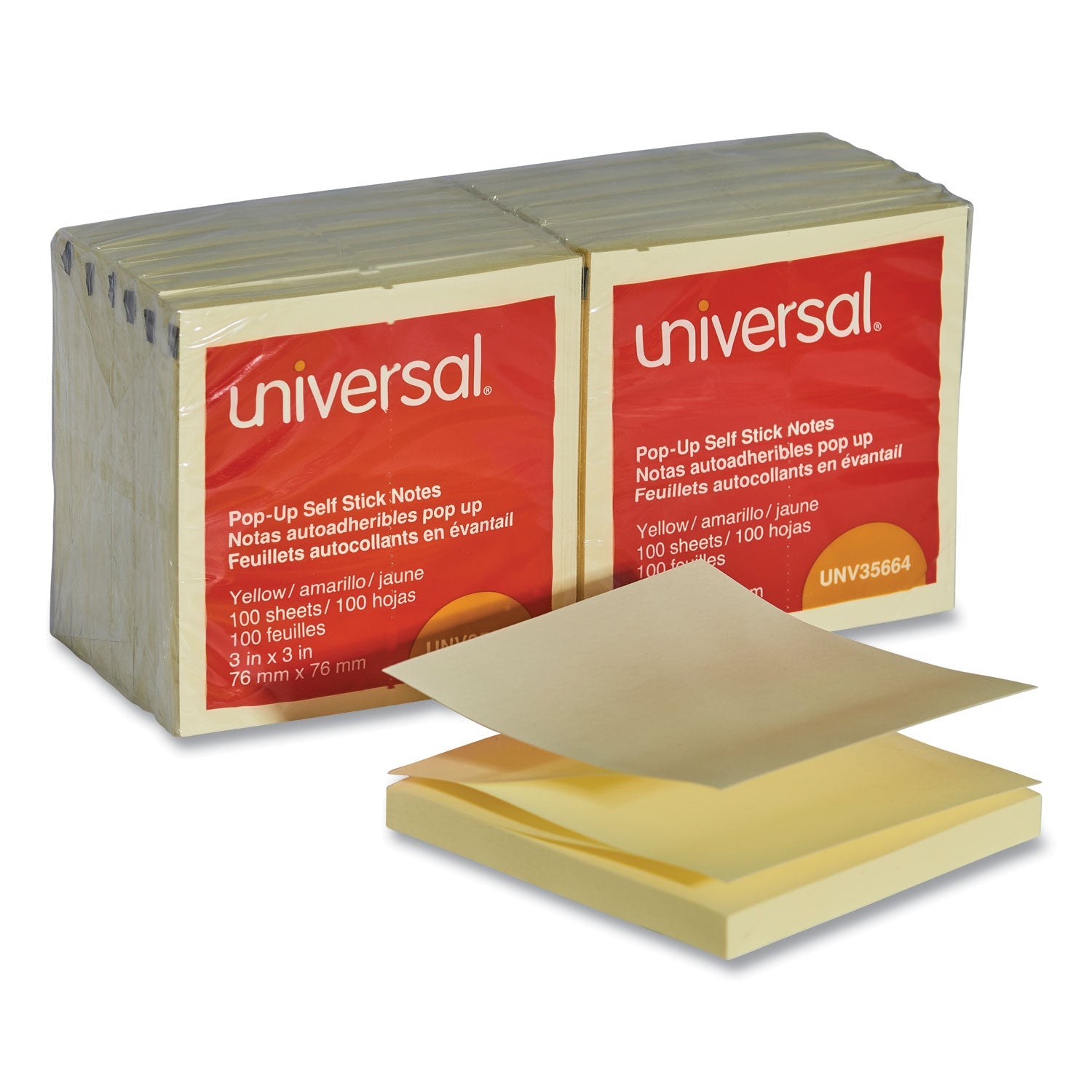 Fan-Folded Pop-Up Note Pads | 3x3 Yellow, 12-Pads