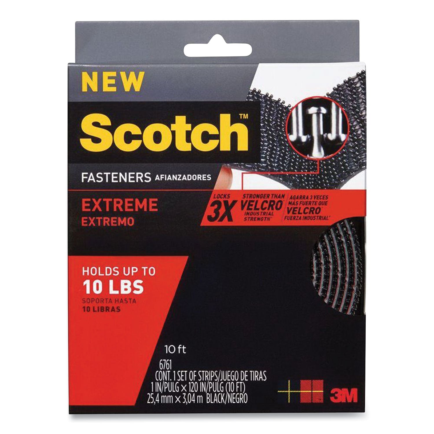 Scotch™ Extreme Fasteners, 1" X 10 Ft, Black
