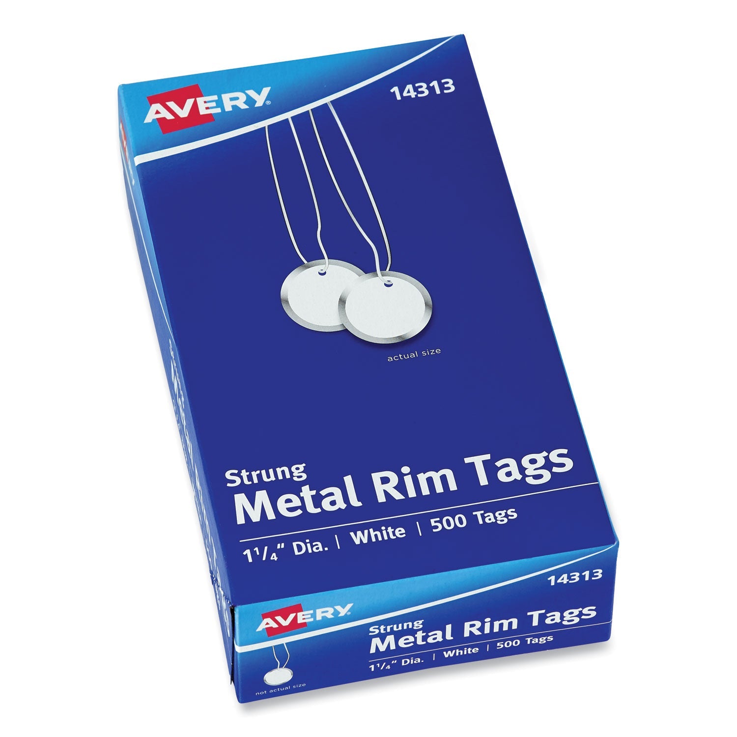 Avery® Heavyweight Stock Metal Rim Tags, 1.25" dia, White, 500/Box