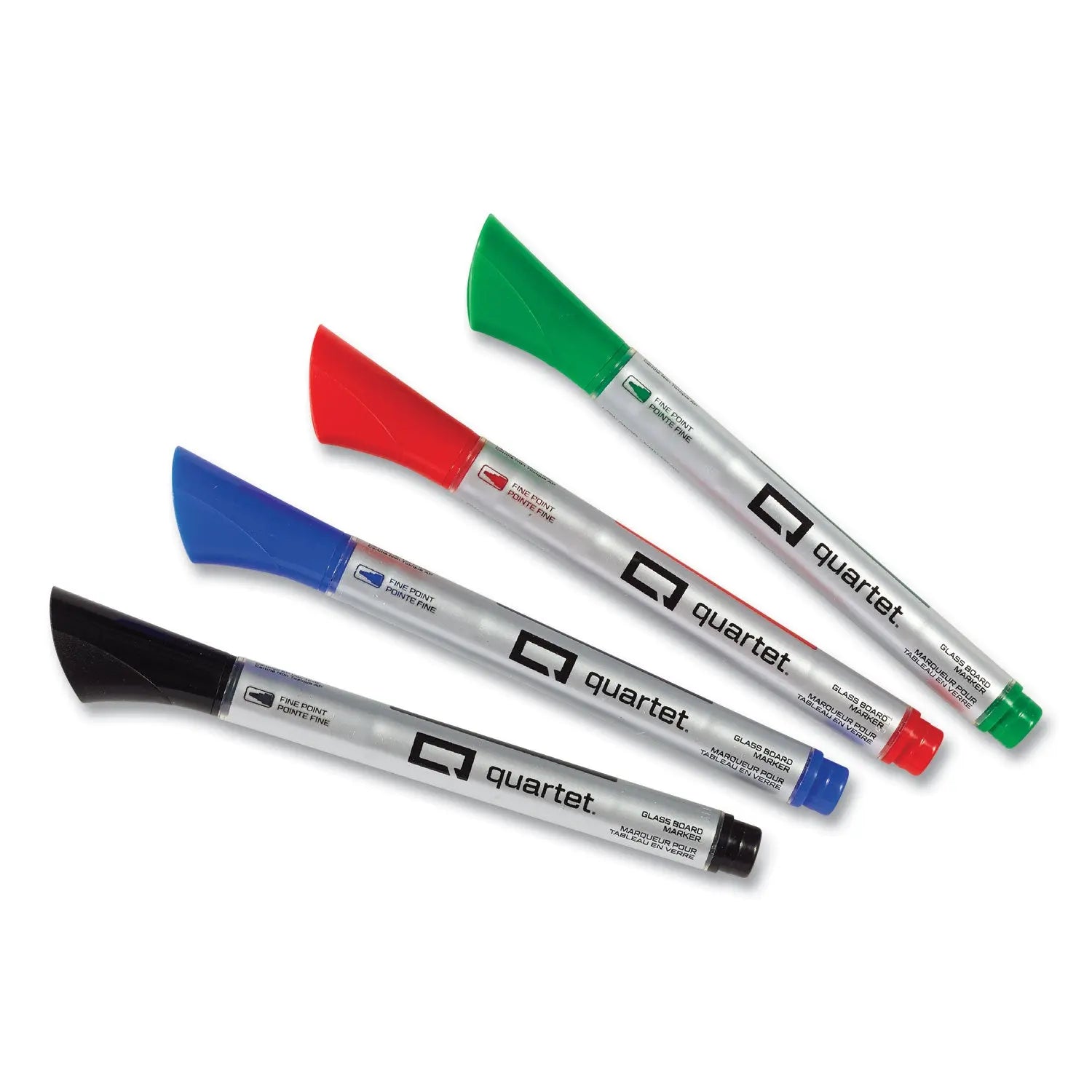 Quartet® Premium Glass Board Dry Erase Marker, Fine Bullet Tip, Assorted Colors, 4/pack