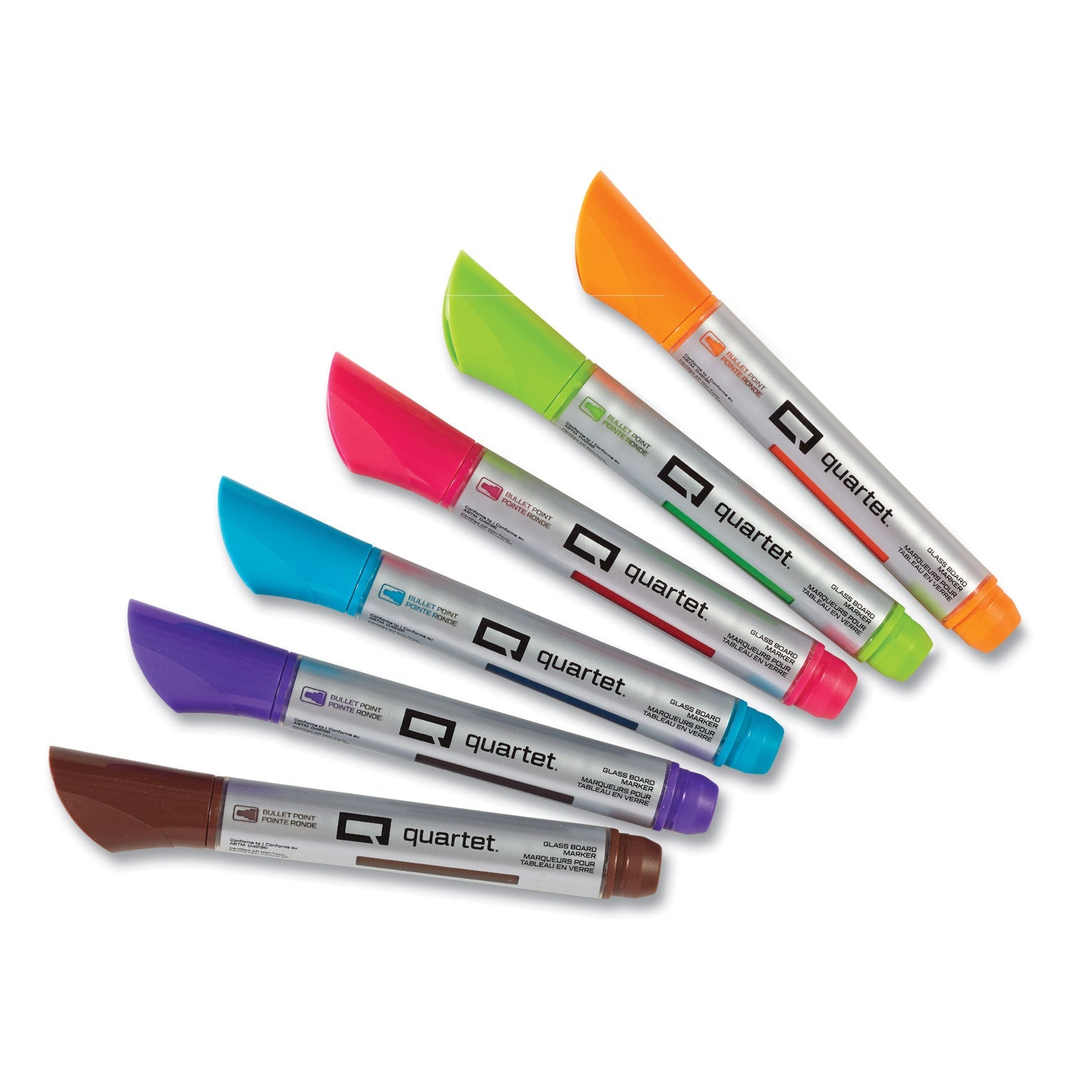Quartet® Premium Glass Board Dry Erase Marker, Medium Bullet Tip, Assorted Colors, 6/pack