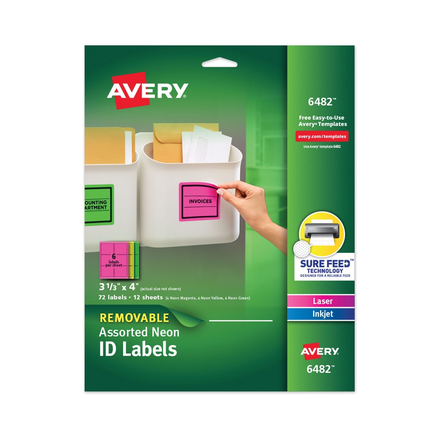 High-Vis Removable ID Labels | 3.33x4 | Neon