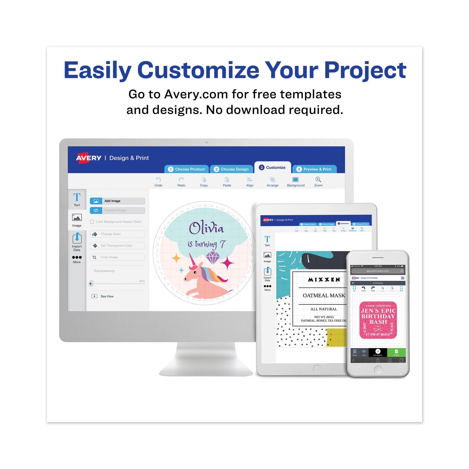 Avery® Permanent Laser Print-To-The-Edge Id Labels W/surefeed, 2 1/2"dia, White, 300/pk