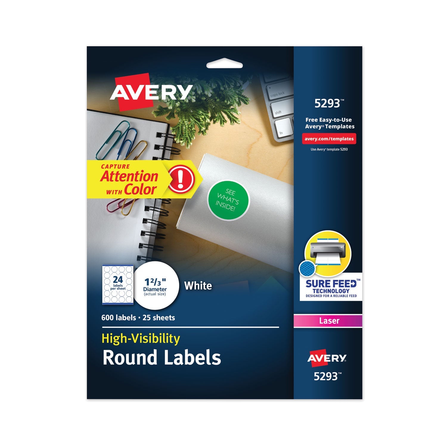 Permanent ID Labels | 1.66" Round | White, 600/PK