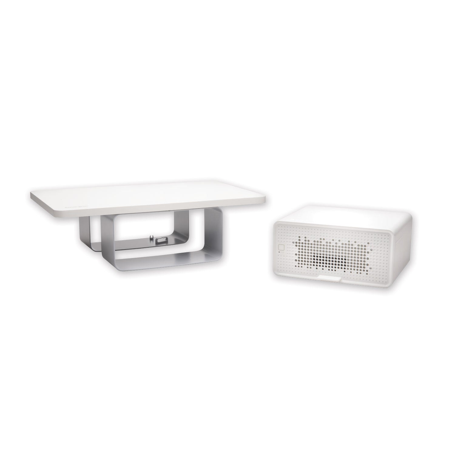 Kensington® Freshview Wellness Monitor Stand With Air Purifier, For 27" Monitors, 22.5" X 11.5" X 5.4", White, Supports 200 Lbs