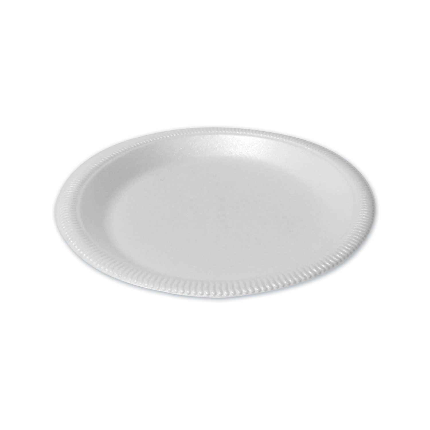 Plastifar Foam Dinnerware, Plate, 9" dia, Poly Bag, White, 125/Sleeve, 4 Sleeves/Pack - Bloom Skins