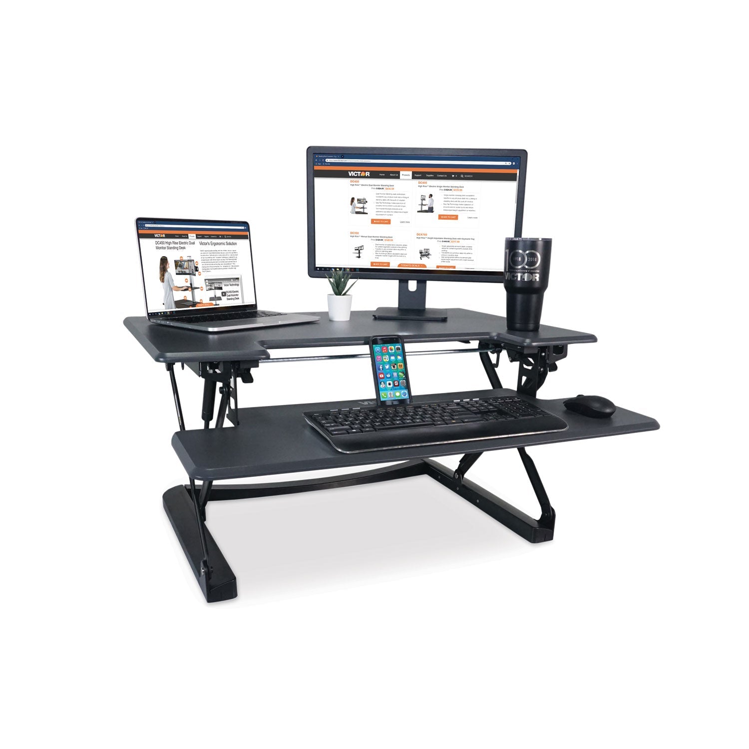 High Rise Adjustable Standing Desk w/Keyboard Tray