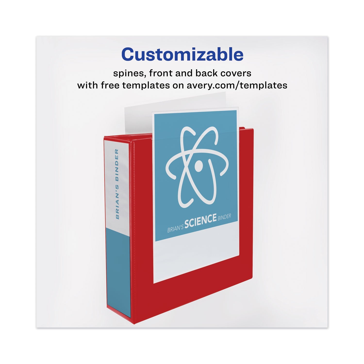 Avery® Heavy-Duty View Binder With Durahinge And Locking One Touch Ezd Rings, 3 Rings, 5" Capacity, 11 X 8.5, Red