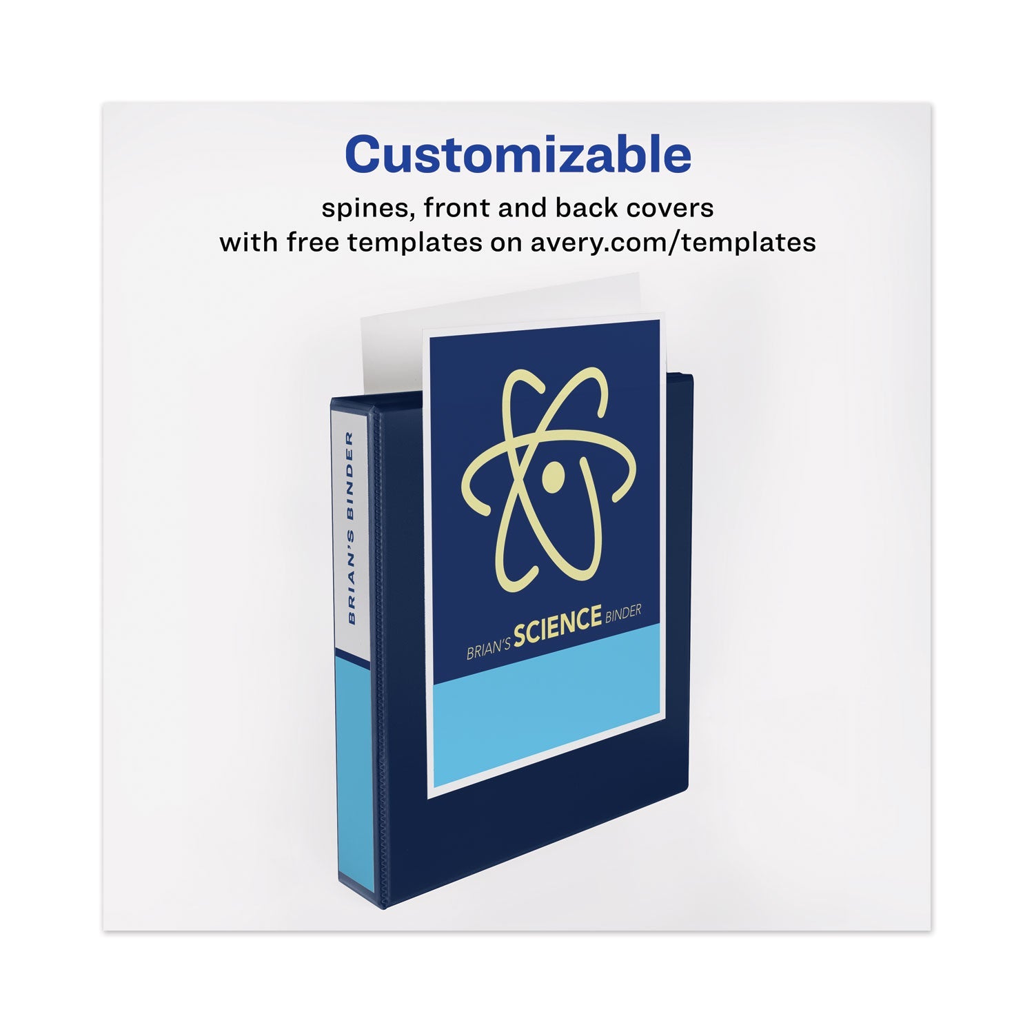 Avery® Heavy-Duty View Binder With Durahinge And Locking One Touch Ezd Rings, 3 Rings, 4" Capacity, 11 X 8.5, Navy Blue