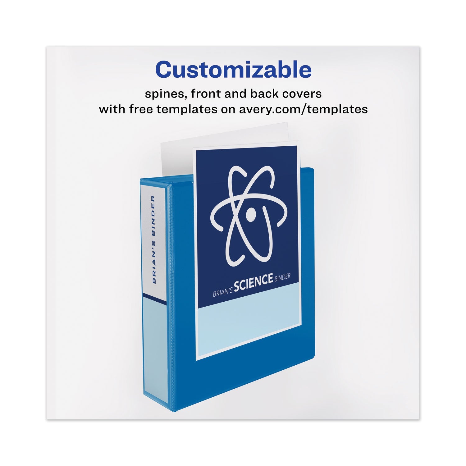 Avery® Heavy-Duty View Binder With Durahinge And One Touch Ezd Rings, 3 Rings, 2" Capacity, 11 X 8.5, Pacific Blue