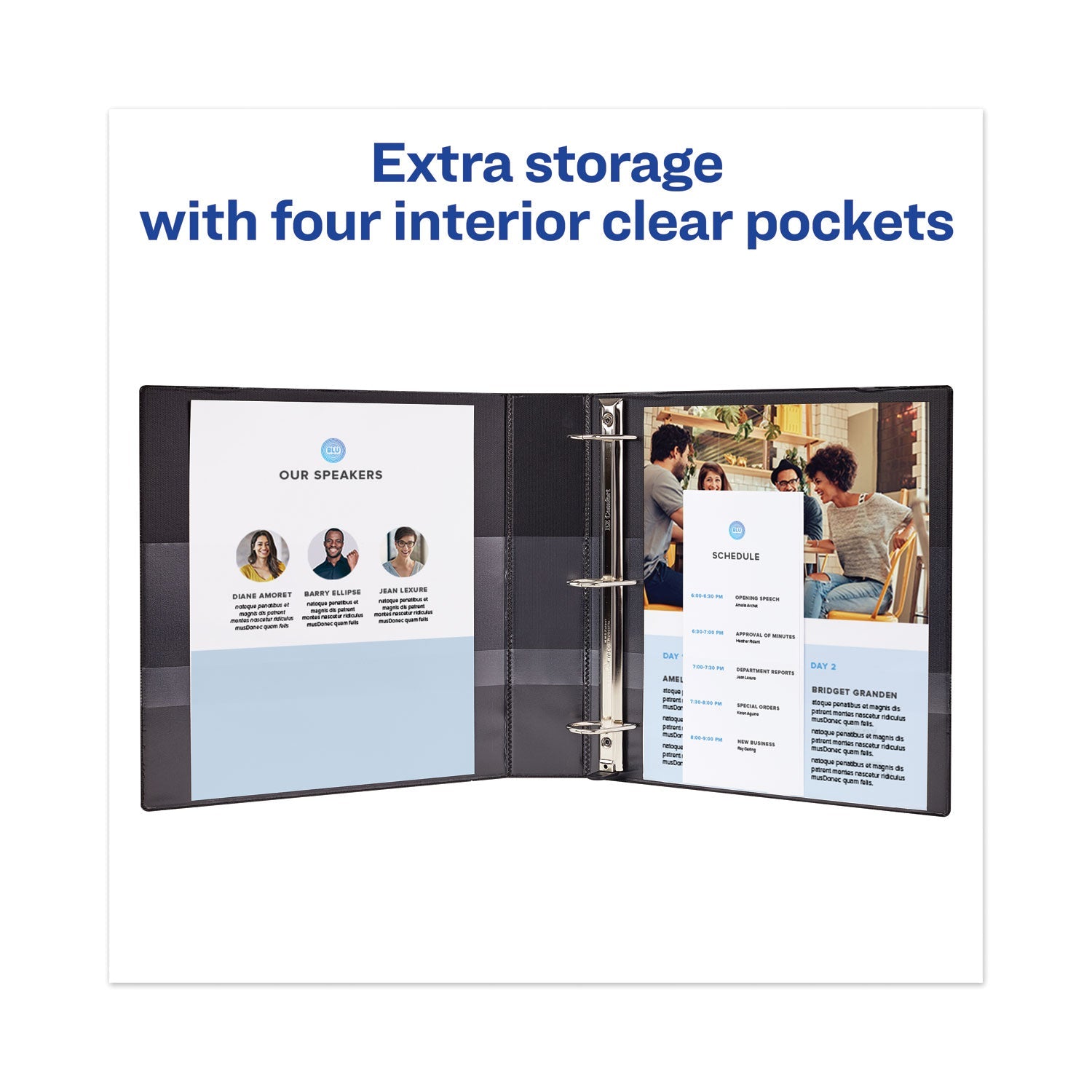 Avery® Heavy-Duty View Binder With Durahinge And One Touch Ezd Rings, 3 Rings, 1.5" Capacity, 11 X 8.5, Black