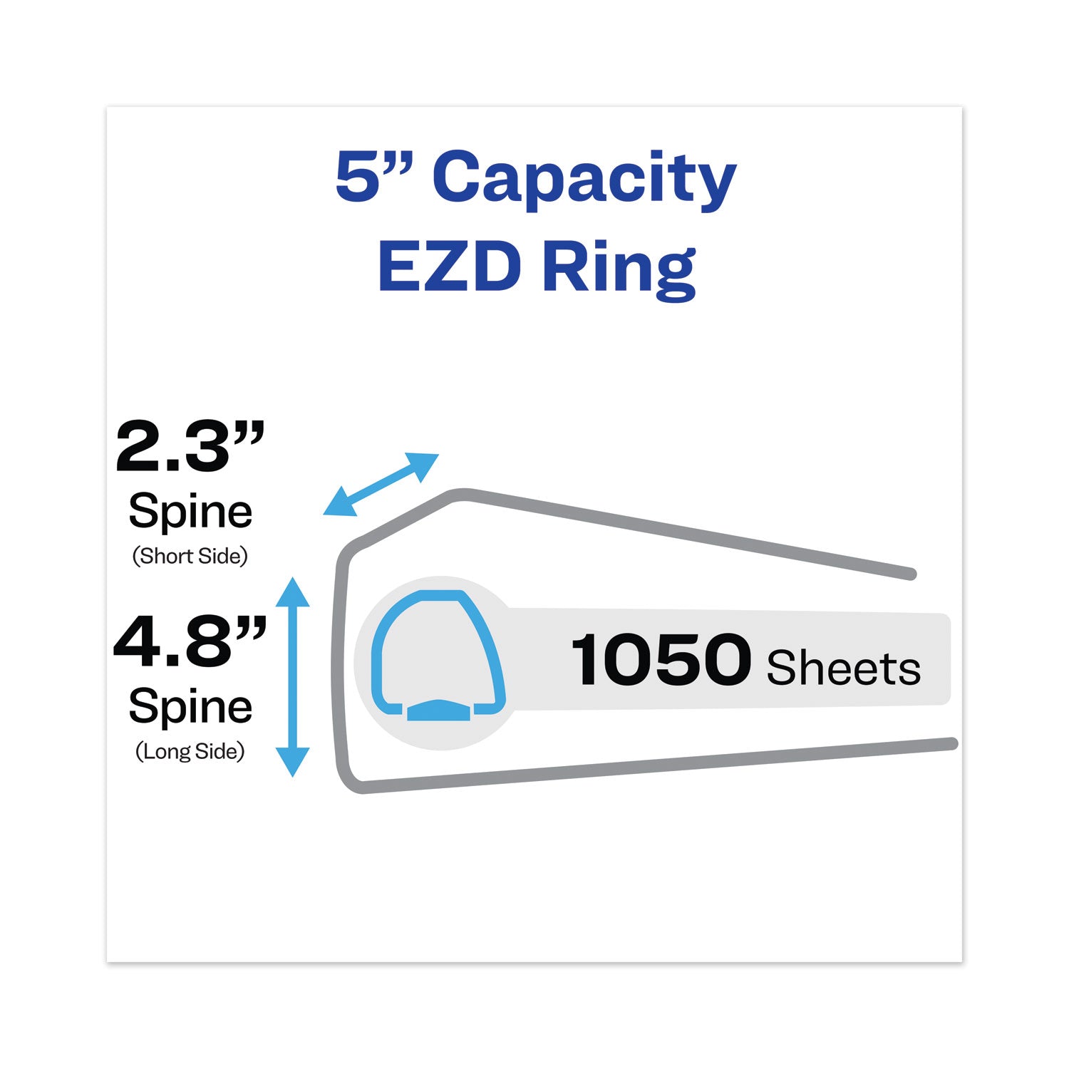 Avery® Heavy-Duty View Binder With Durahinge And Locking One Touch Ezd Rings, 3 Rings, 5" Capacity, 11 X 8.5, Navy Blue