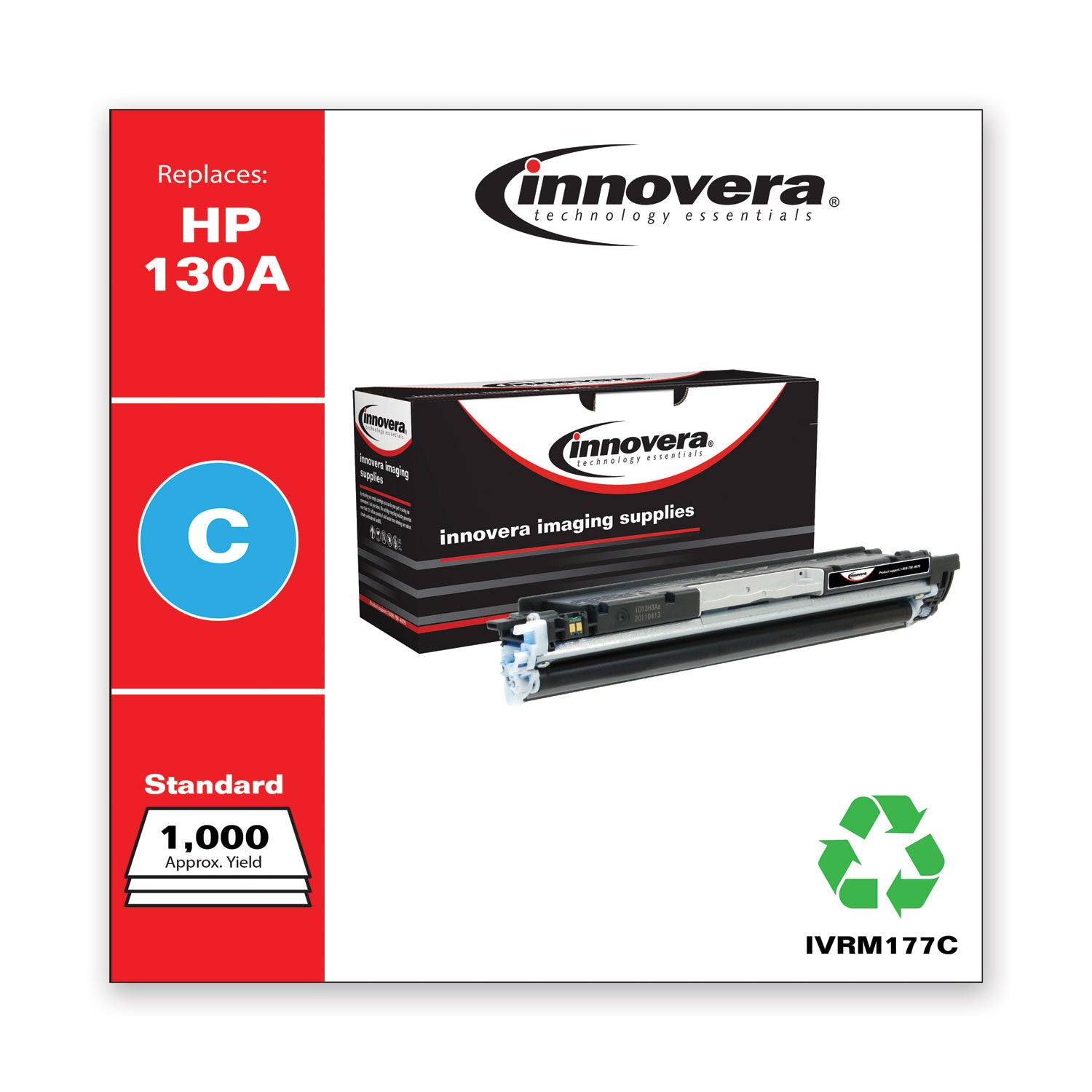 Innovera® Remanufactured Cyan Toner, Replacement for 130A (CF351A), 1,000 Page-Yield - Bloom Skins