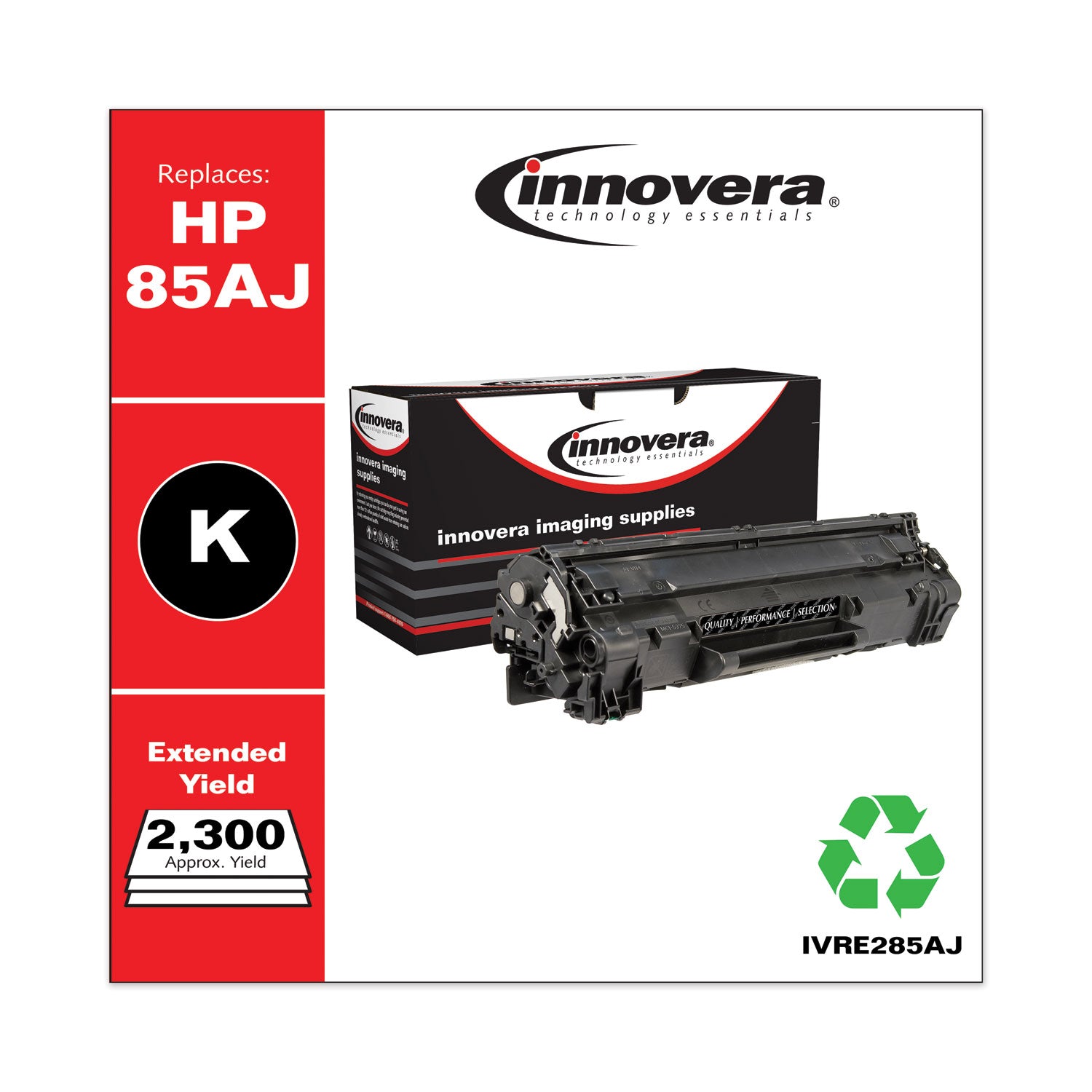 Innovera® Remanufactured Black Extended-Yield Toner, Replacement for 85A (CE285AJ), 2,300 Page-Yield