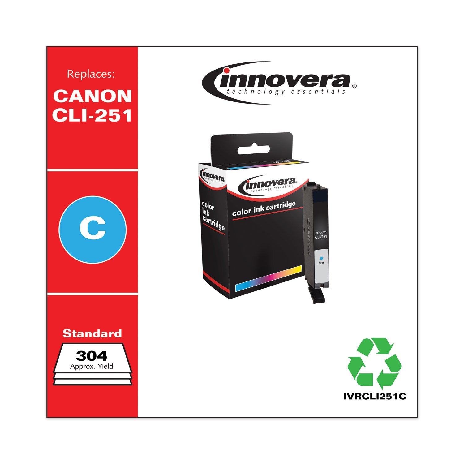 Innovera® Remanufactured Cyan Ink, Replacement for CLI-251 (6514B001), 304 Page-Yield - Bloom Skins