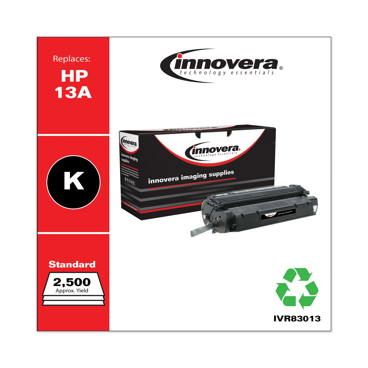 Innovera® Remanufactured Black Toner, Replacement for 13A (Q2613A), 2,500 Page-Yield