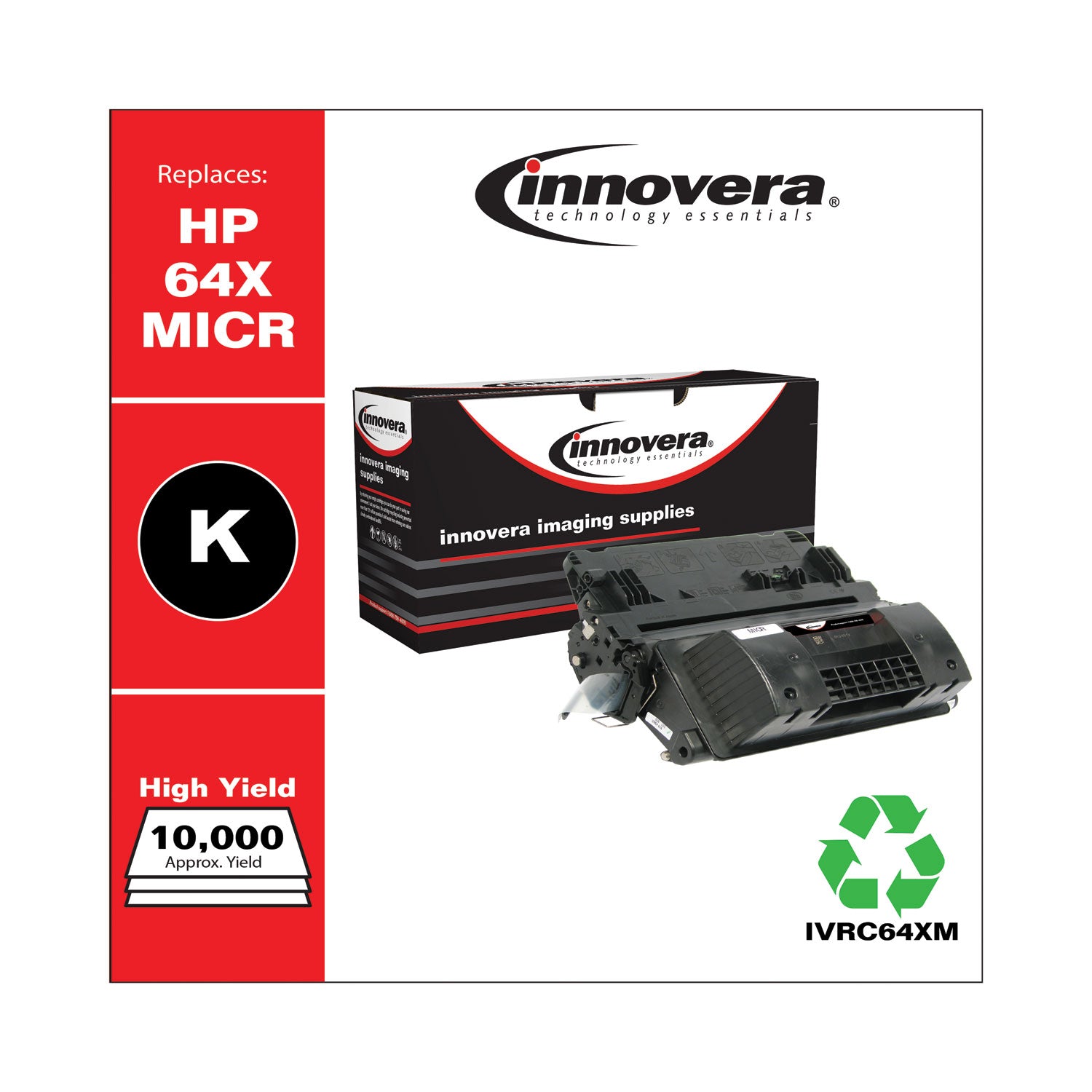 Innovera® Remanufactured Black High-Yield MICR Toner, Replacement for 64XM (CC364XM), 24,000 Page-Yield