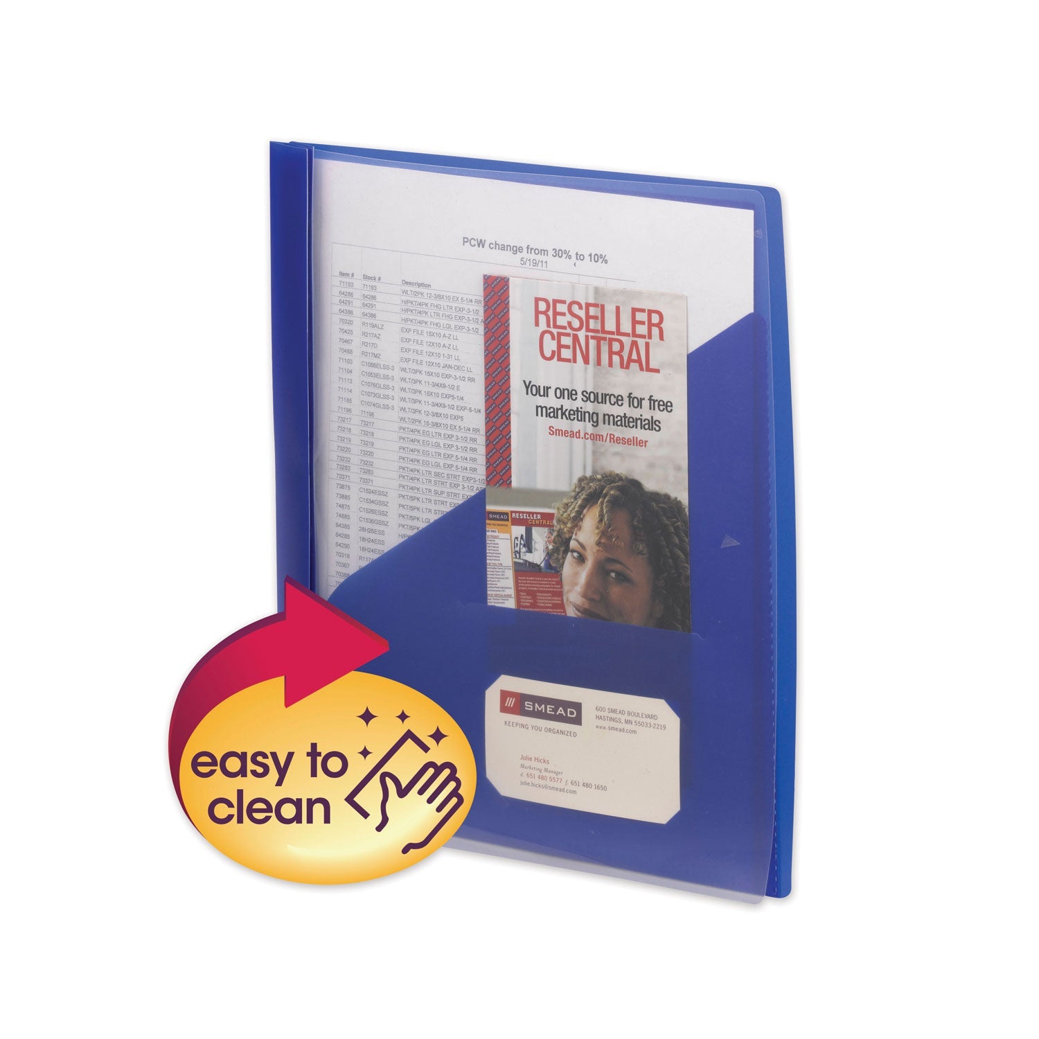 Clear Front Poly Report Cover | Blue, 5/Pack, Smead