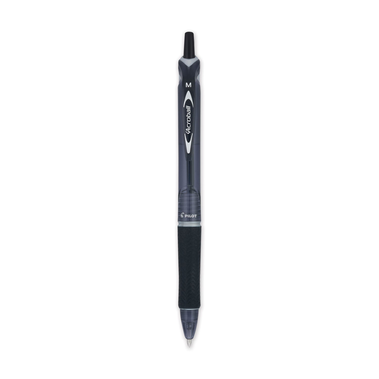 Pilot® Acroball Colors Advanced Ink Hybrid Gel Pen, Retractable, Medium 1 mm, Black Ink, Smoke/Black Barrel, Dozen