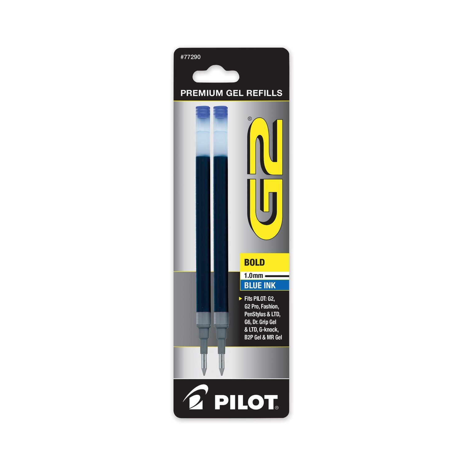 Pilot® Refill For Pilot G2 Gel Ink Pens, Bold Conical Tip, Blue Ink, 2/pack
