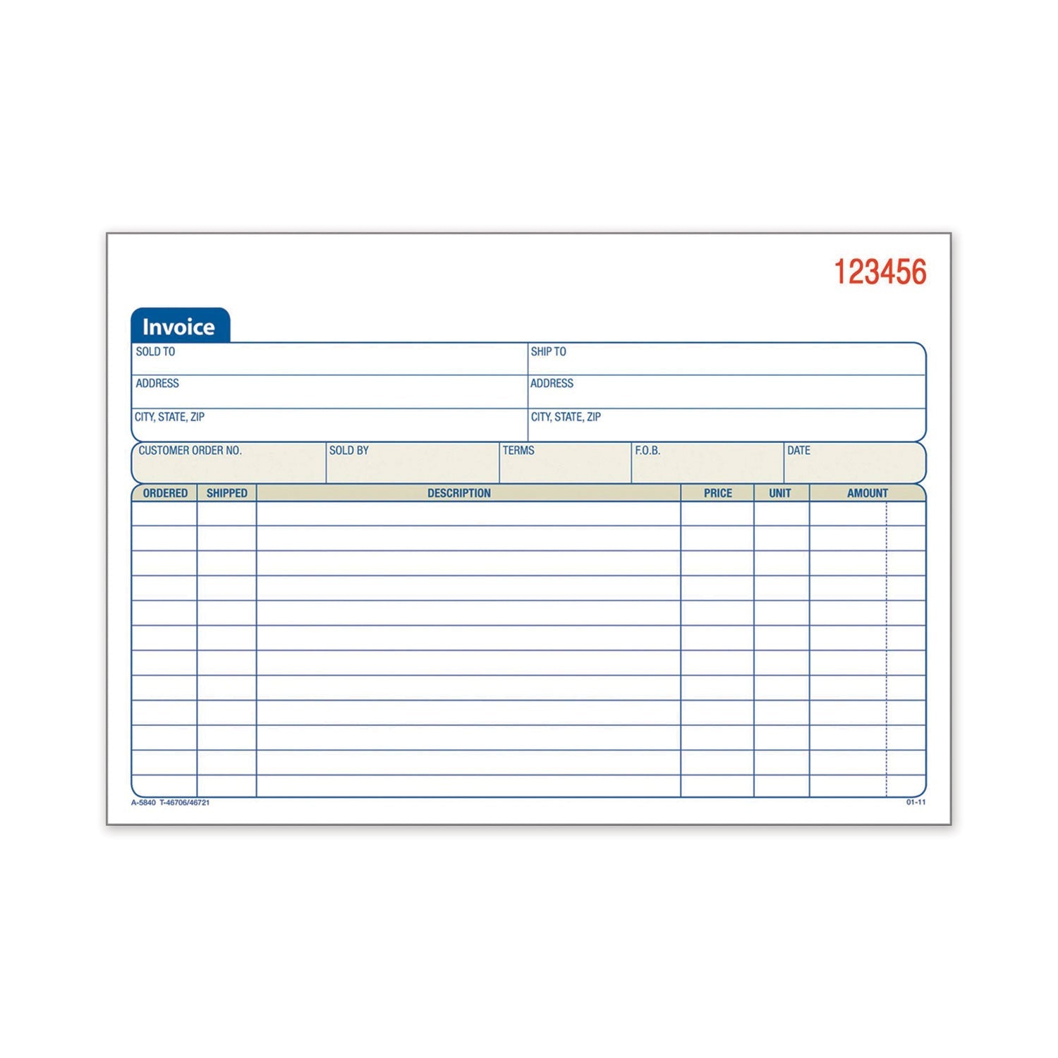 Adams® Multipart General-Purpose Invoice Pad, Two-Part Carbonless, 7.94 x 5.56, 50 Forms Total