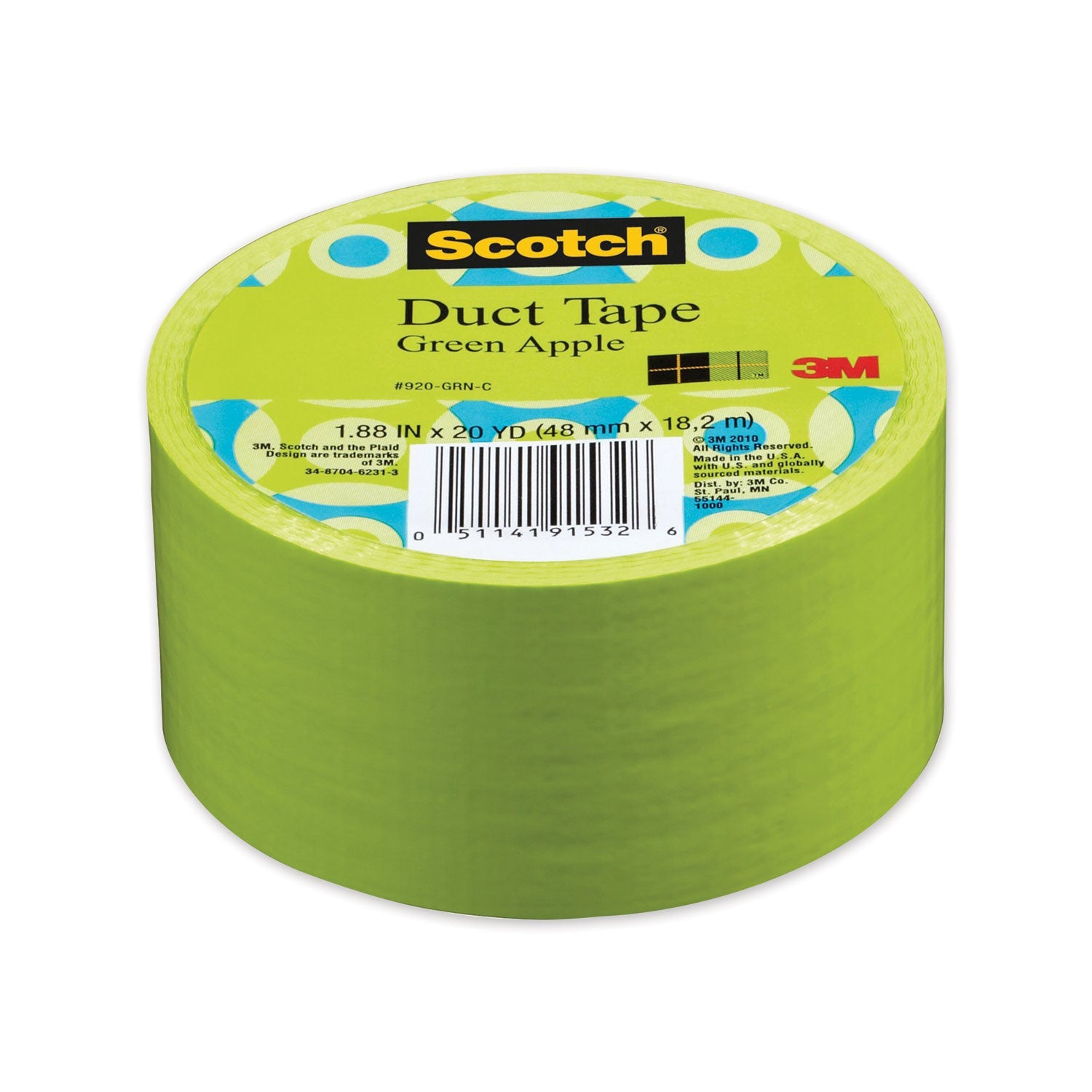 Scotch® Duct Tape, 1.88" X 20 Yds, Green Apple