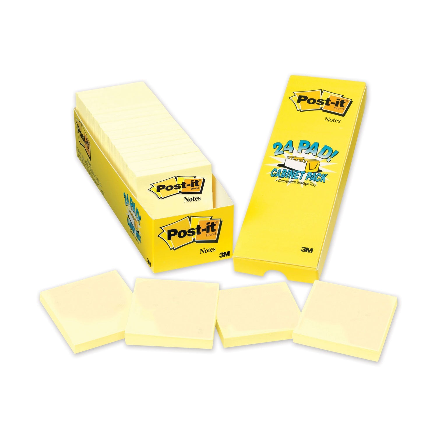 Post-it® Notes Original Pads in Canary Yellow, Cabinet Pack, 3" x 3", 90 Sheets/Pad, 24 Pads/Pack