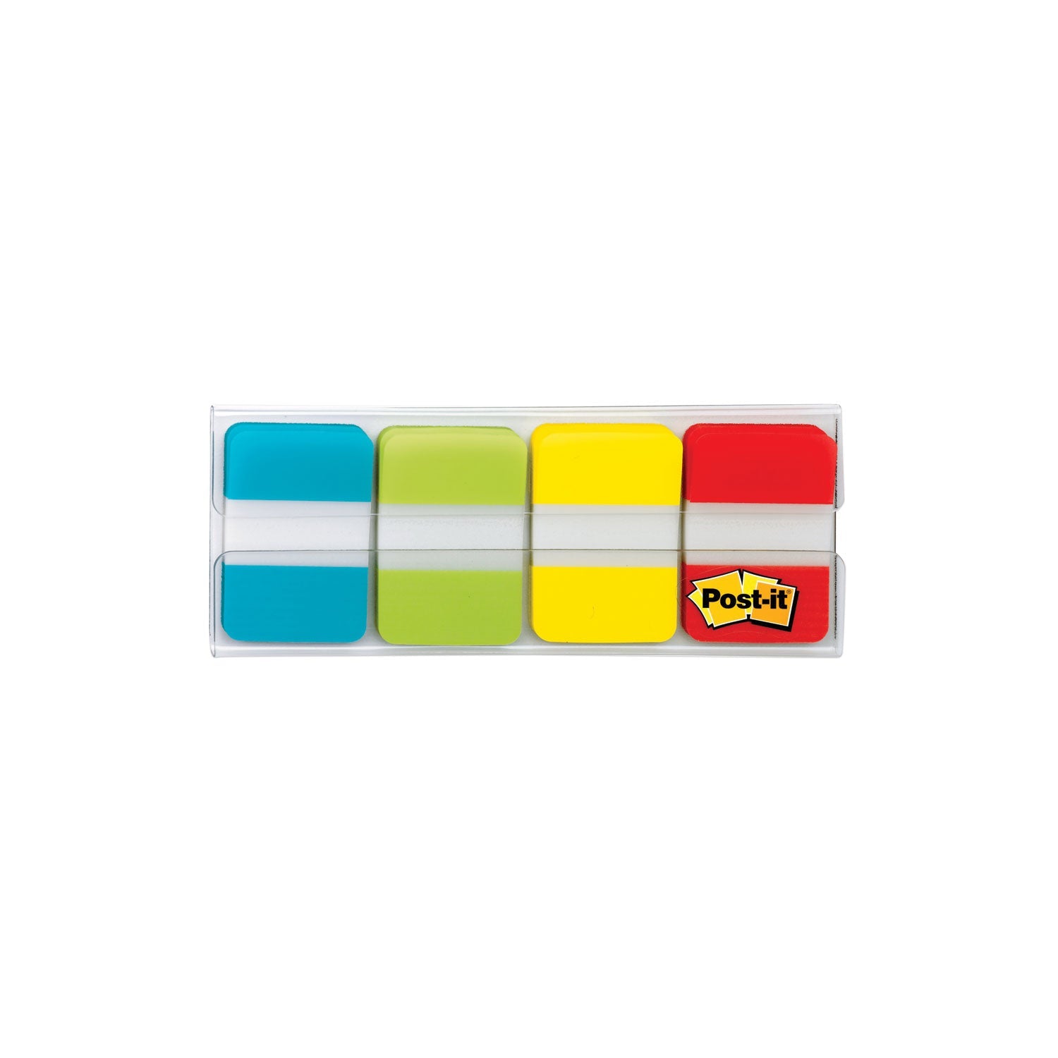 Post-it® 1" Wide Tabs With Dispenser, Aqua, Lime, Red, Yellow, 88/pack