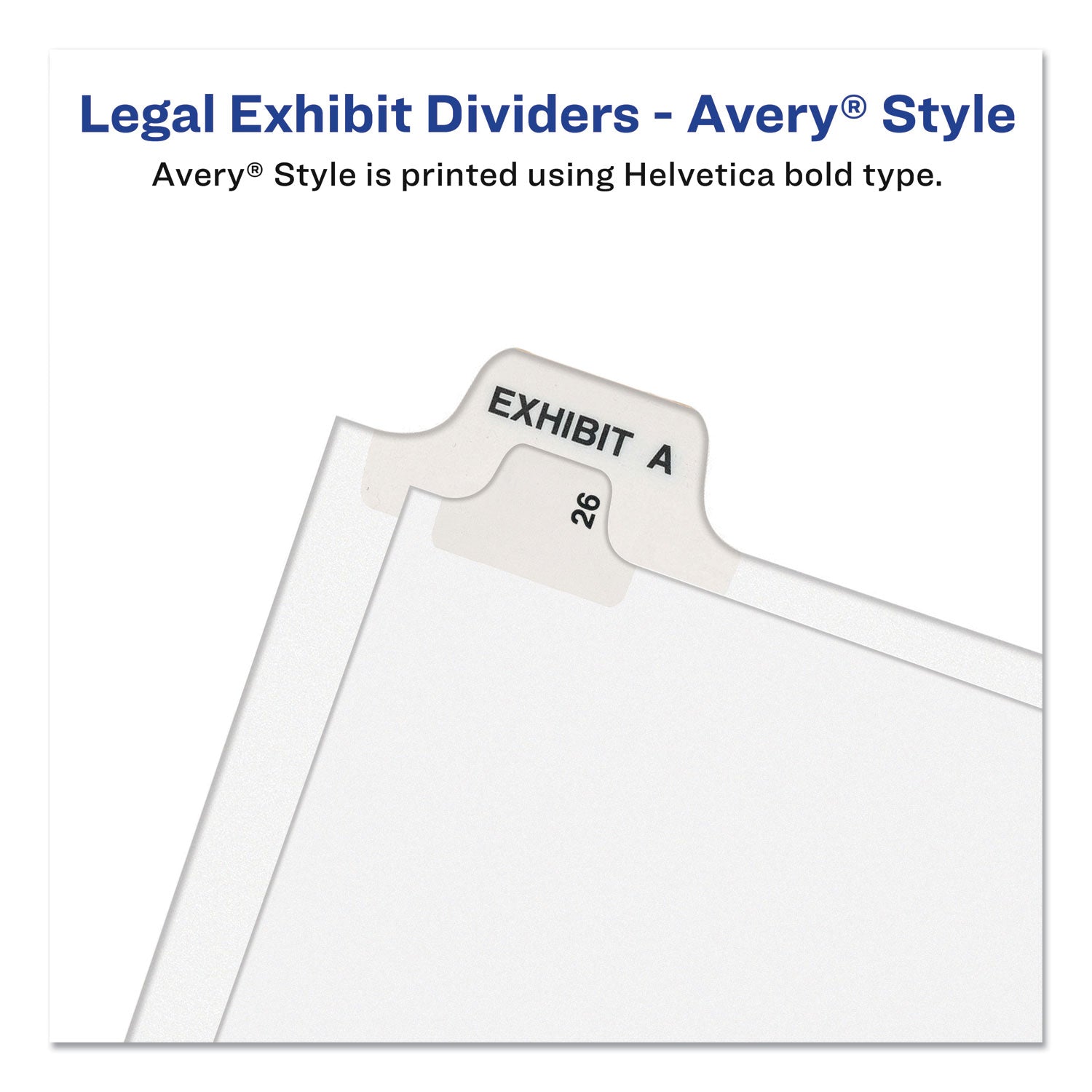 Avery® Avery-Style Preprinted Legal Side Tab Divider, 26-Tab, Exhibit H, 11 x 8.5, White, 25/Pack, (1378)